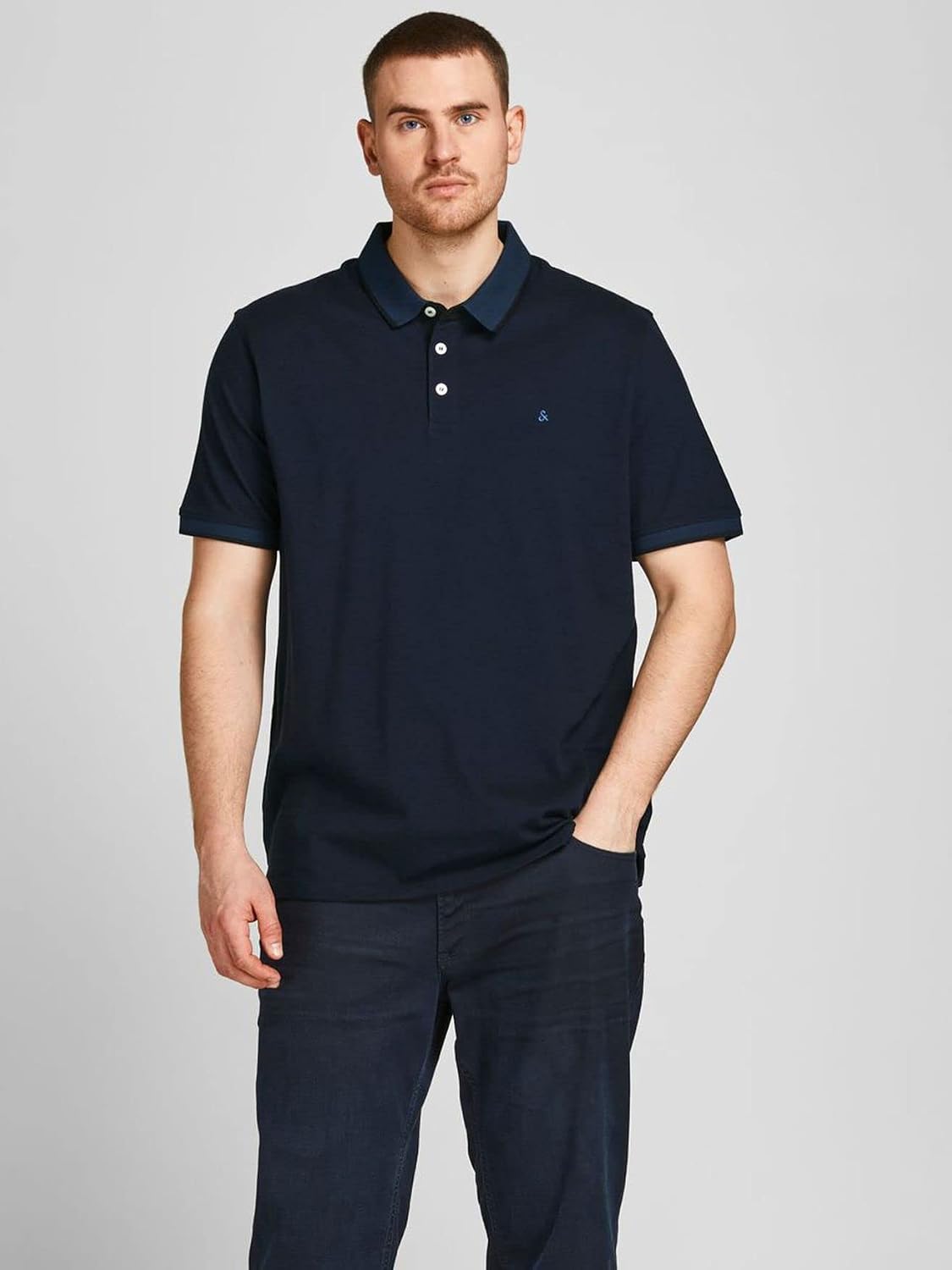 Detalle de Jack & Jones JJepaulos Polo SS Noos Pls para hombre — Dark Navy