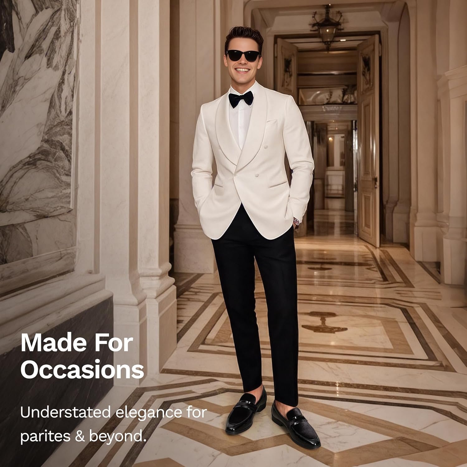 Thumbnail 6 de Bruno Marc Tuxedo Patent Loafers Velvet dress shoes