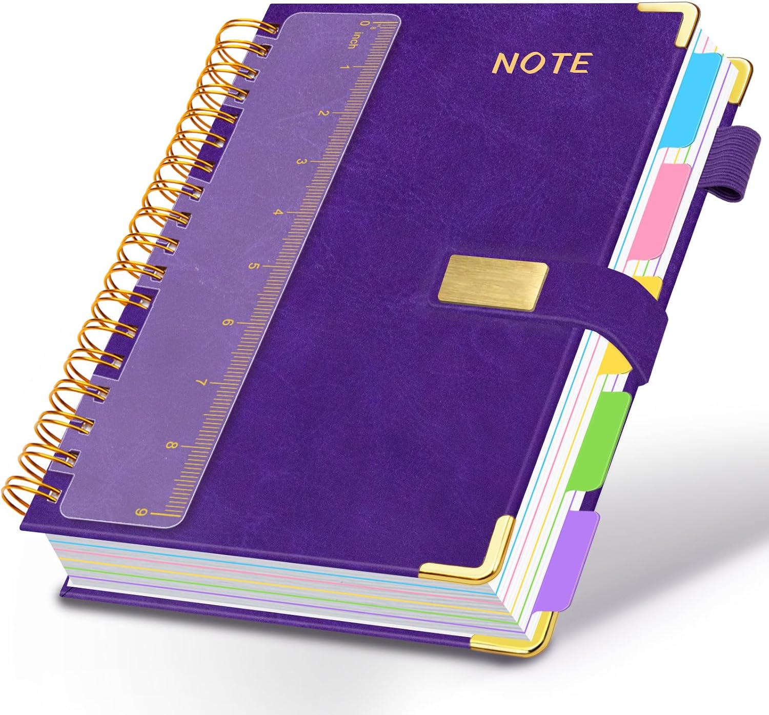 Detalle de HDhuiun 5-Subject Spiral Notebook, 8 x 10 in, 300 Pages, Pocket Dividers