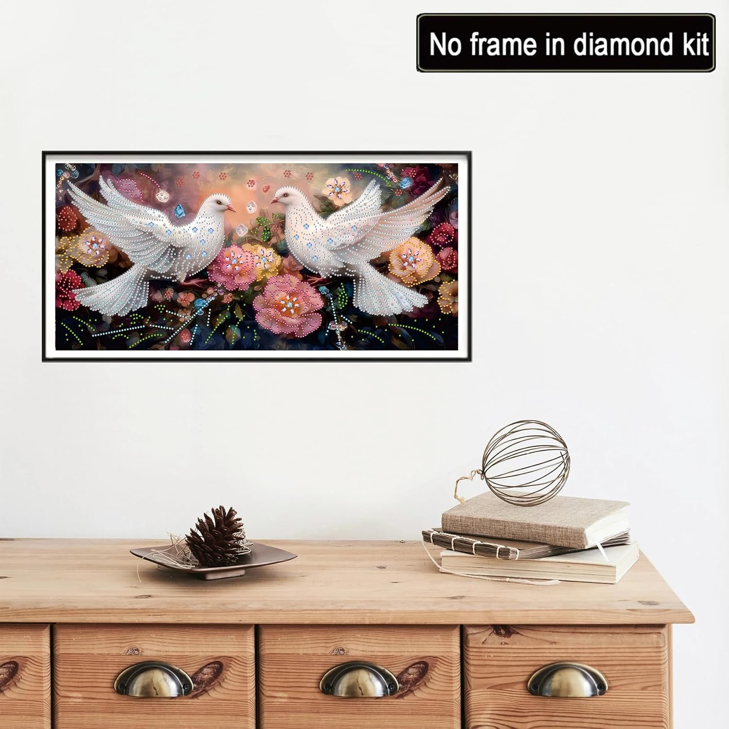 Detalle de Reofrey DIY Special Shape Large Diamond Art Kit 30x60cm – Dove and Animal Design