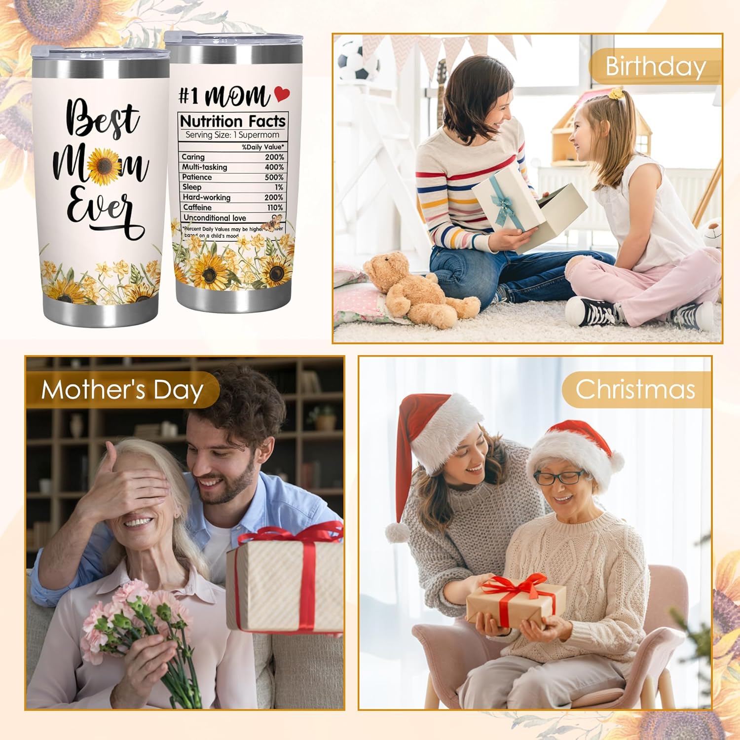 Thumbnail 5 de TEEZWONDER 20 oz Sunflower Stainless Steel Insulated Tumbler — A Thoughtful Mom Gift