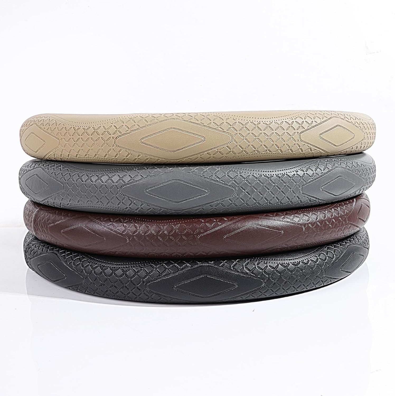 Thumbnail 4 de Menifomory Genuine Leather Cowhide Steering Wheel Cover (Soft SUV Cover, Universal 15 inch fit) – C-Beige