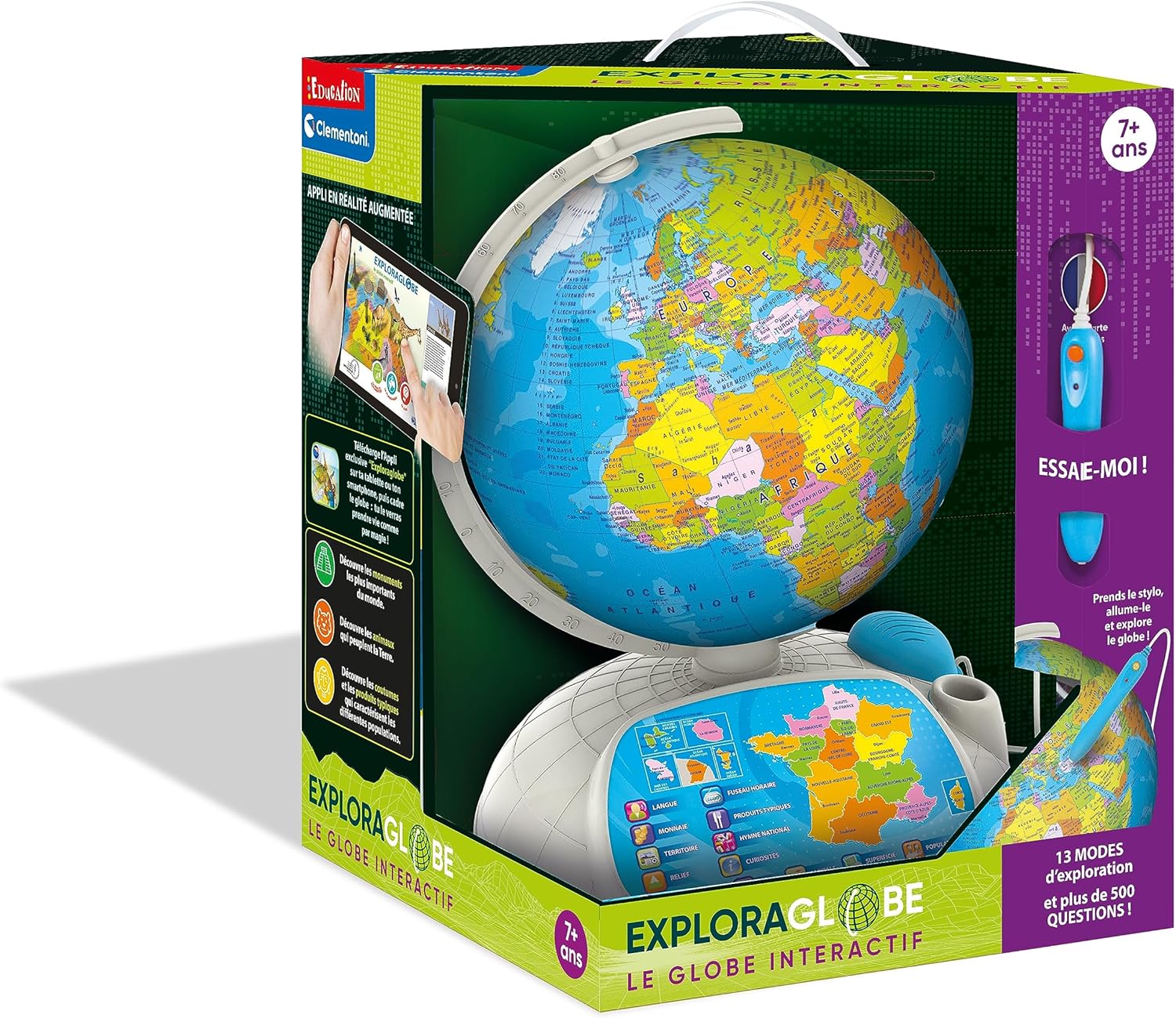 Detalle de Clementoni Exploraglobe 7 Ans + : globe interactif éducatif avec stylo à lecture optique et réalité augmentée