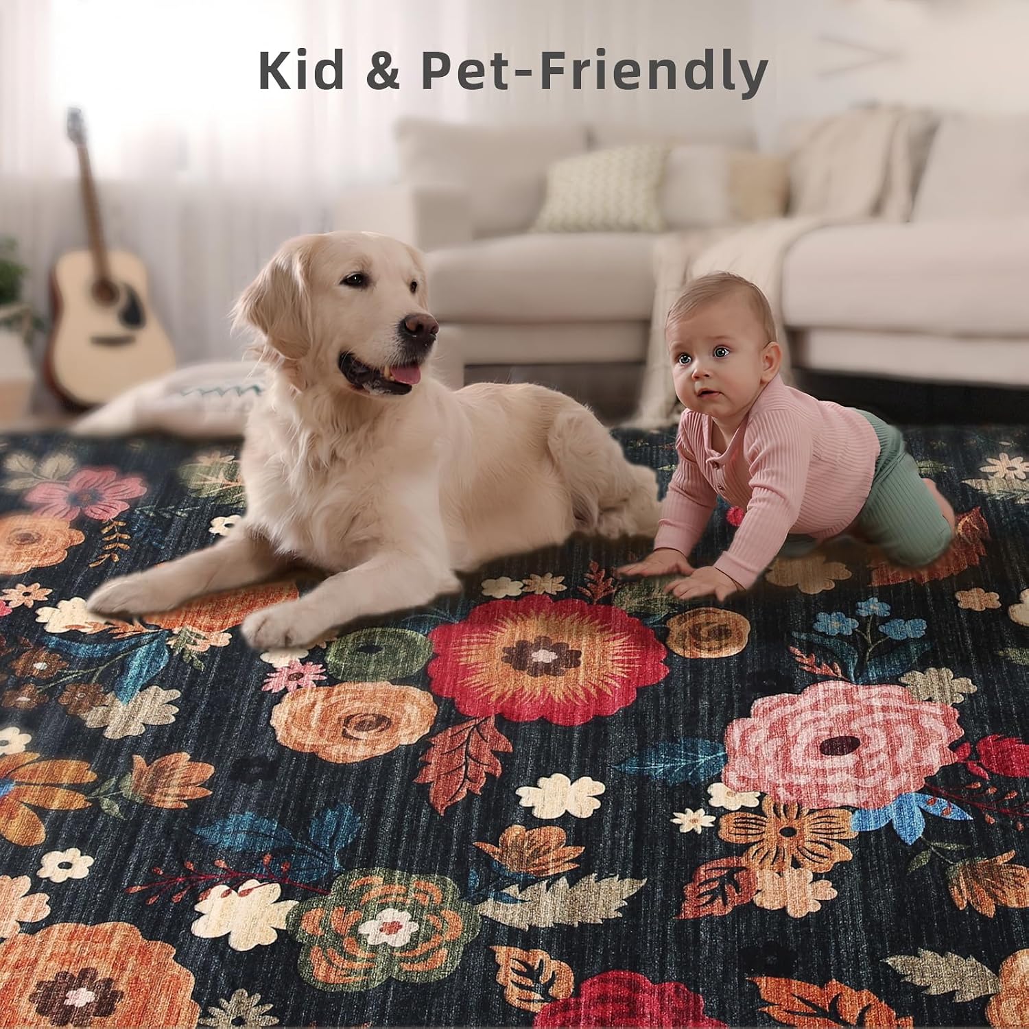 Thumbnail 3 de Machine Washable Runner Rug 2'x6' Floral Runner