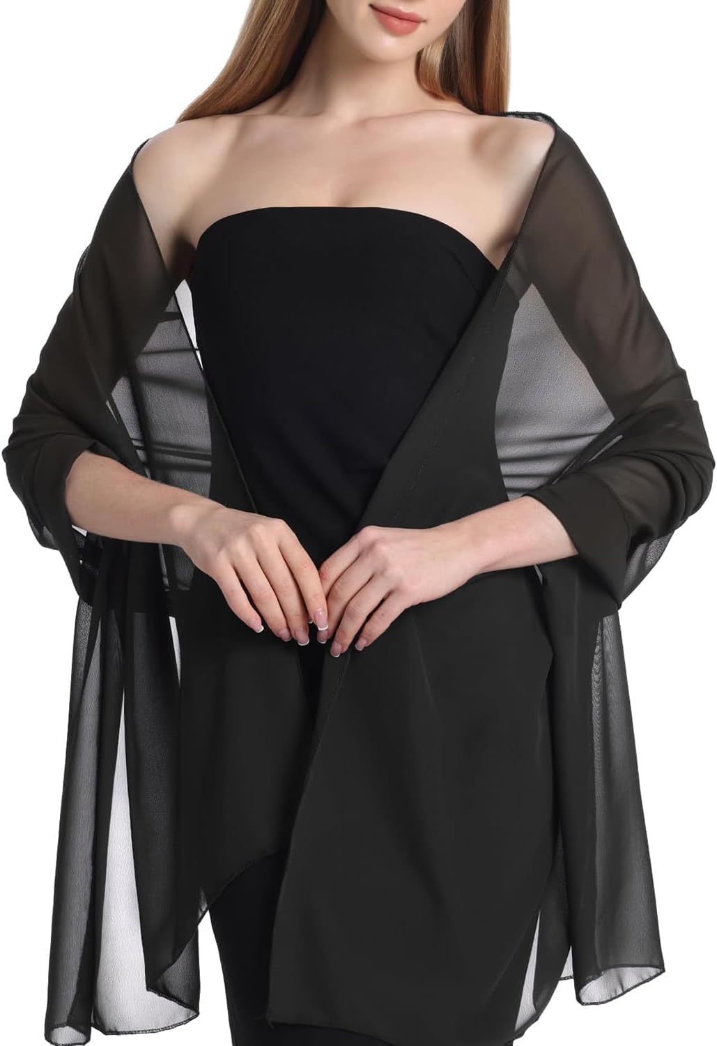 Detalle de Châle Weenwill femme en mousseline légère 70 × 200 cm – écharpe polyvalente pour mariage et soirées
