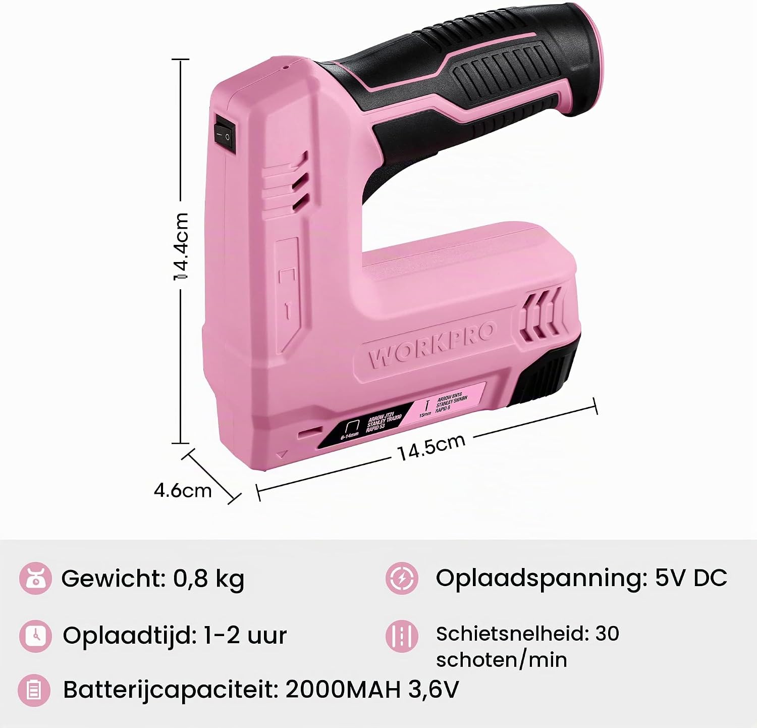 Thumbnail 6 de WORKPRO W125181AU draadloze nietmachine, 2-in-1 met 3,6 V accu
