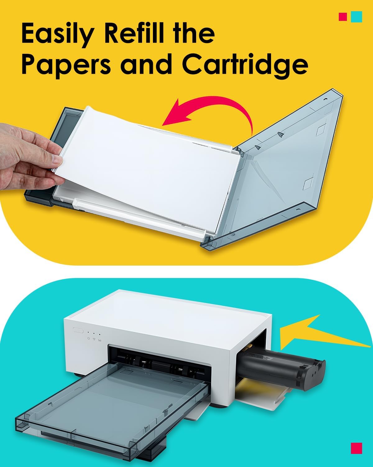 Detalle 1 de COLORTY 4x6 Photo Paper and Ink Refill, 160 Sheets, 4 Cartridges