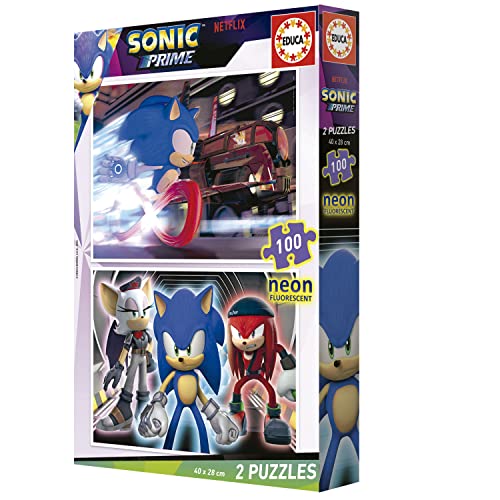 Thumbnail 4 de Educa Sonic Prime Neon 🧩 Set de 2 Puzzles 100 Piezas Brillantes +6 Años