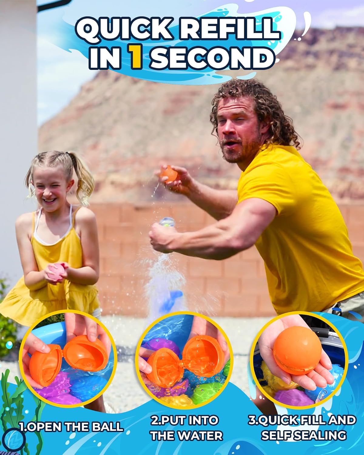 Thumbnail 3 de Reusable Water Balloons (20PCS) Quick Fill Self-Sealing Water Splash Bombs for Summer Pool & Beach Play