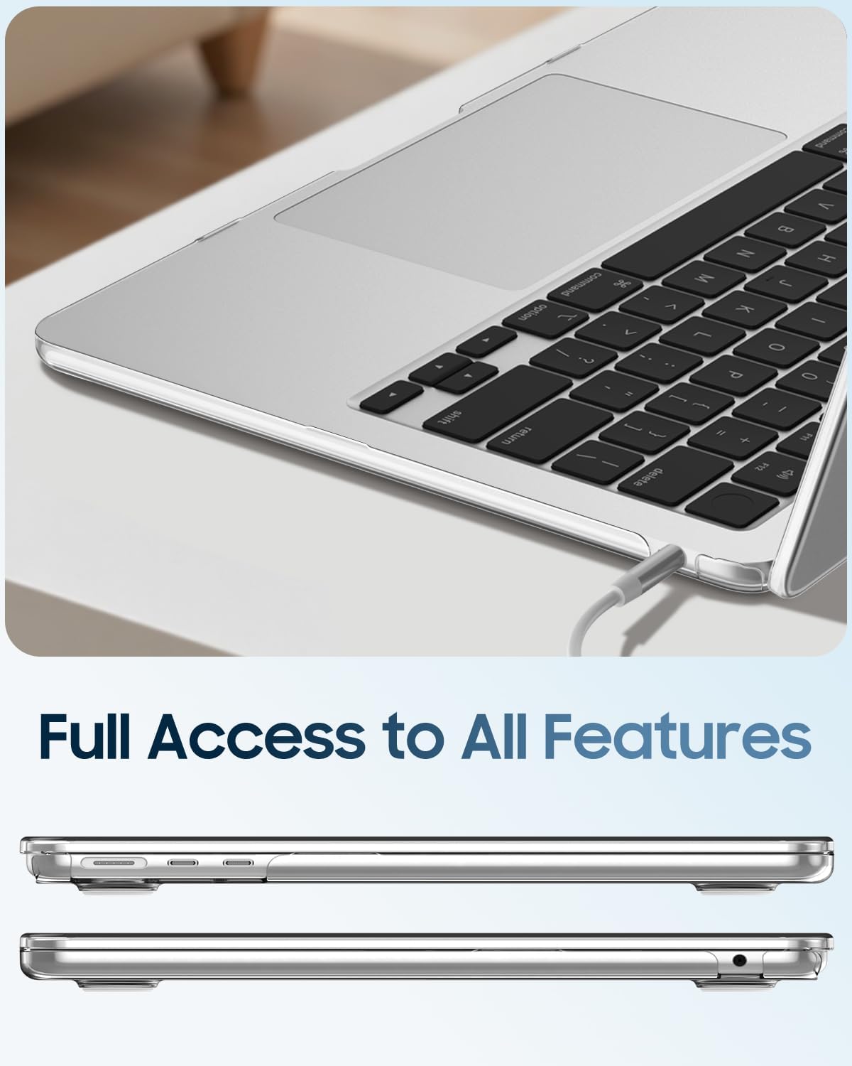 Detalle de Fintie Hülle für MacBook Air 15 Zoll (M5/M4/M3/M2) A3448/A3241/A3114/A2941 – Ultradünne Hartschale, transparent