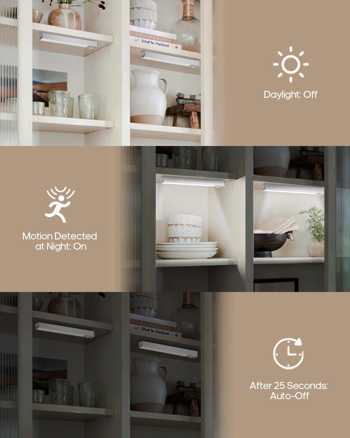 Detalle 2 de GOODEA DJGY033 Rechargeable Under-Cabinet Lights, 6-Pack with Motion Sensor