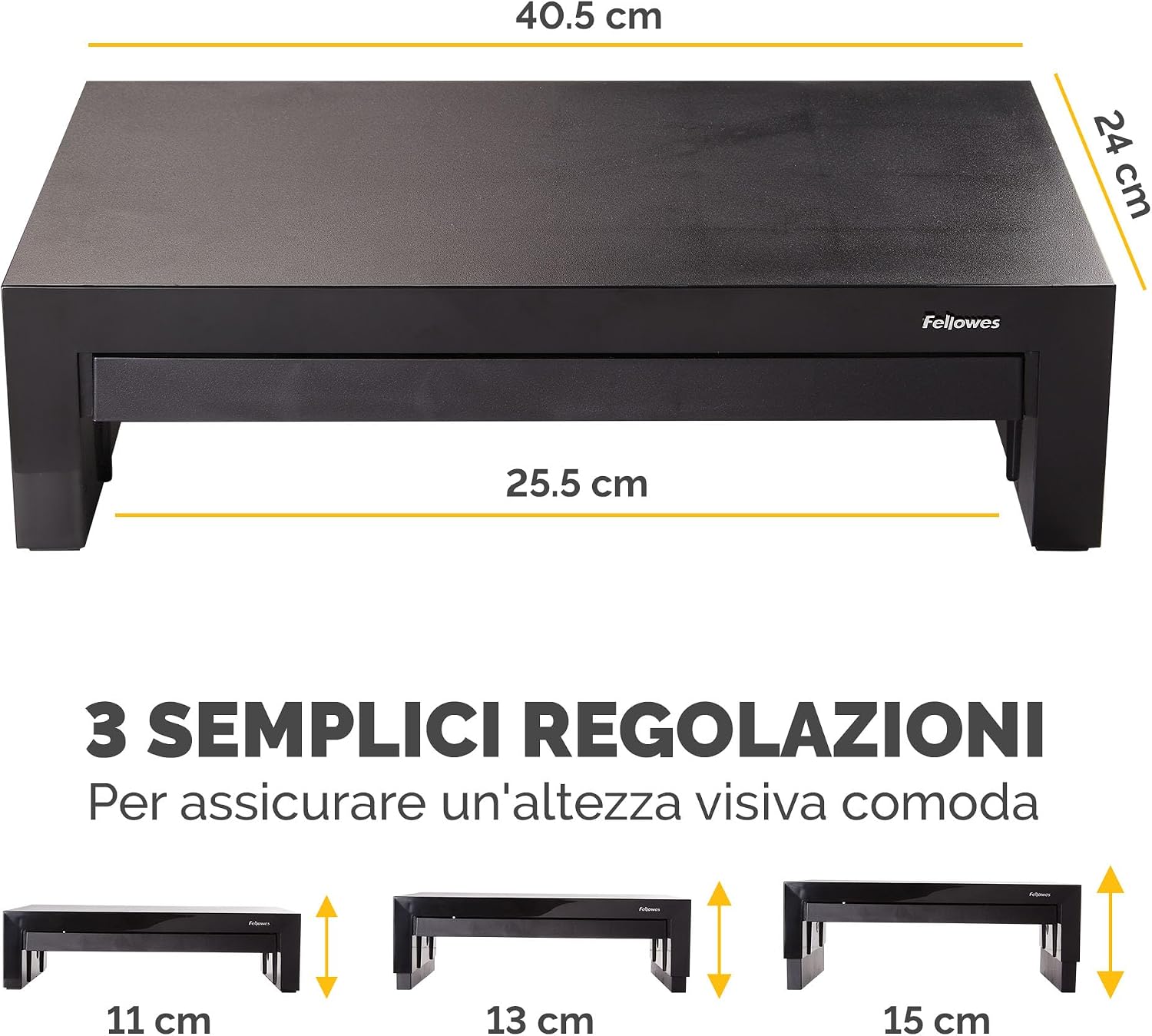 Thumbnail 3 de Fellowes Supporto Monitor Designer Suites con cassetto integrato – Altezza regolabile e portata 18 kg