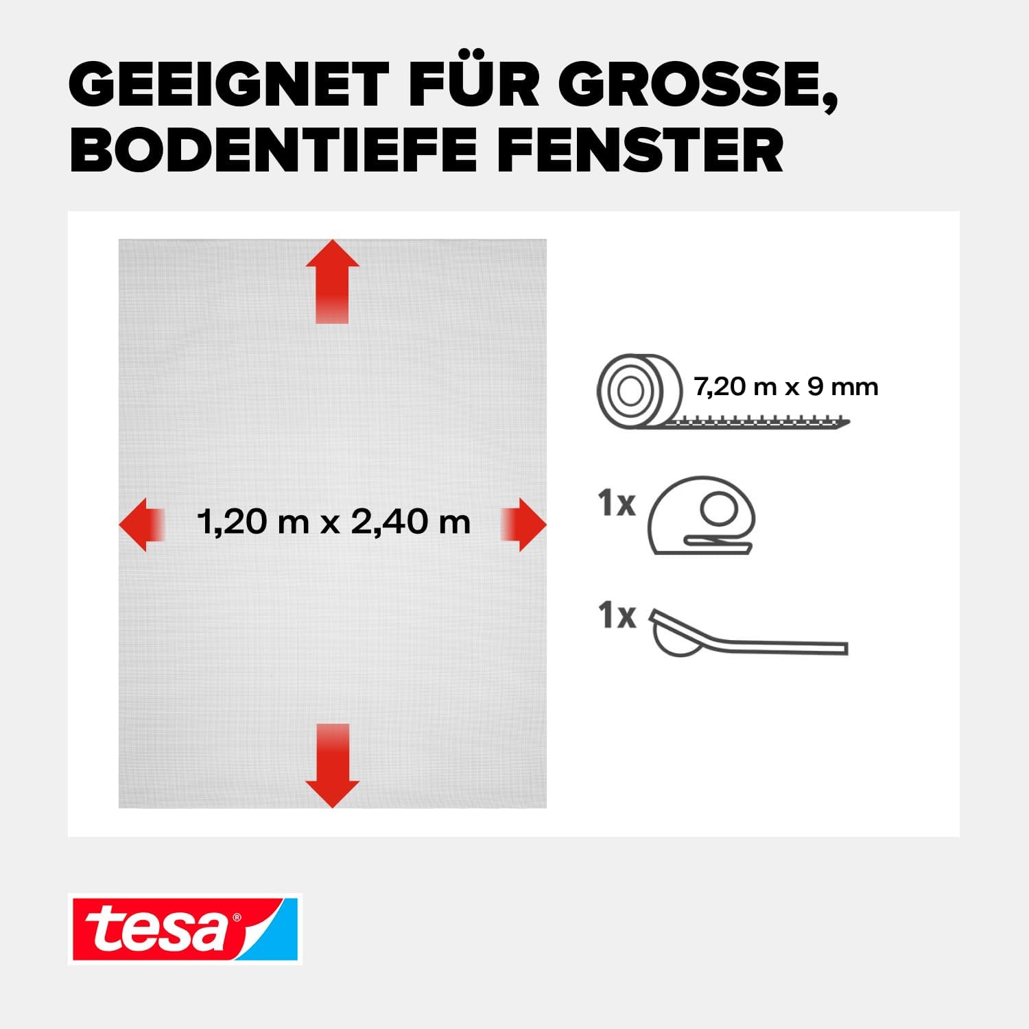 Thumbnail 4 de tesa INSECT STOP Klett Fliegengitter Premium für Fenster, 120 × 240 cm in Anthrazit
