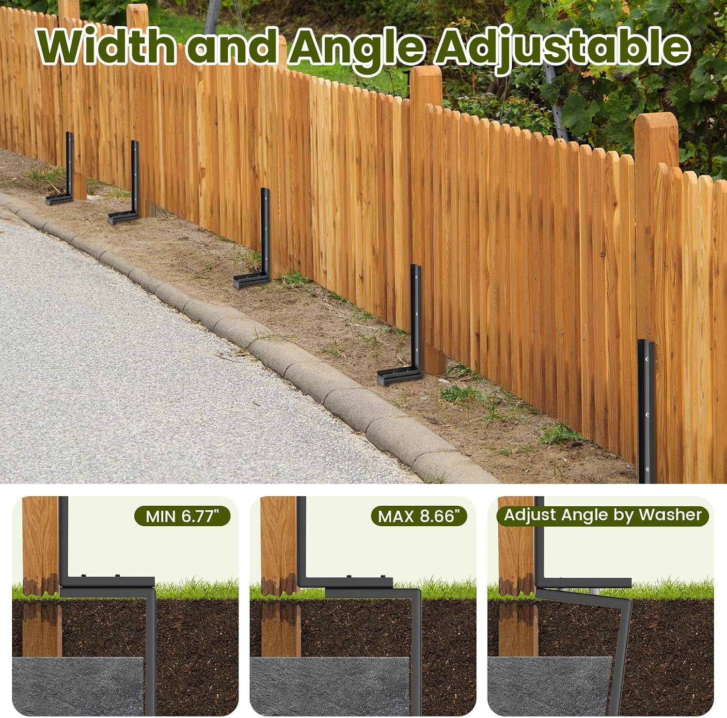 Detalle de Housolution Fence Post Repair Kit: Heavy-Duty, Rust-Resistant Ground Spike for Leaning or Broken Wood Posts
