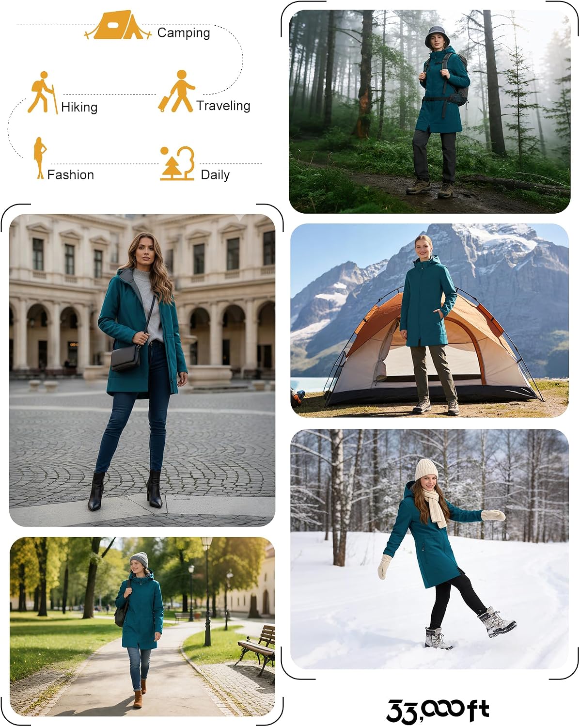 Detalle 2 de 33,000ft Women's Waterproof Softshell Jacket with Fleece Lining and Removable Hood