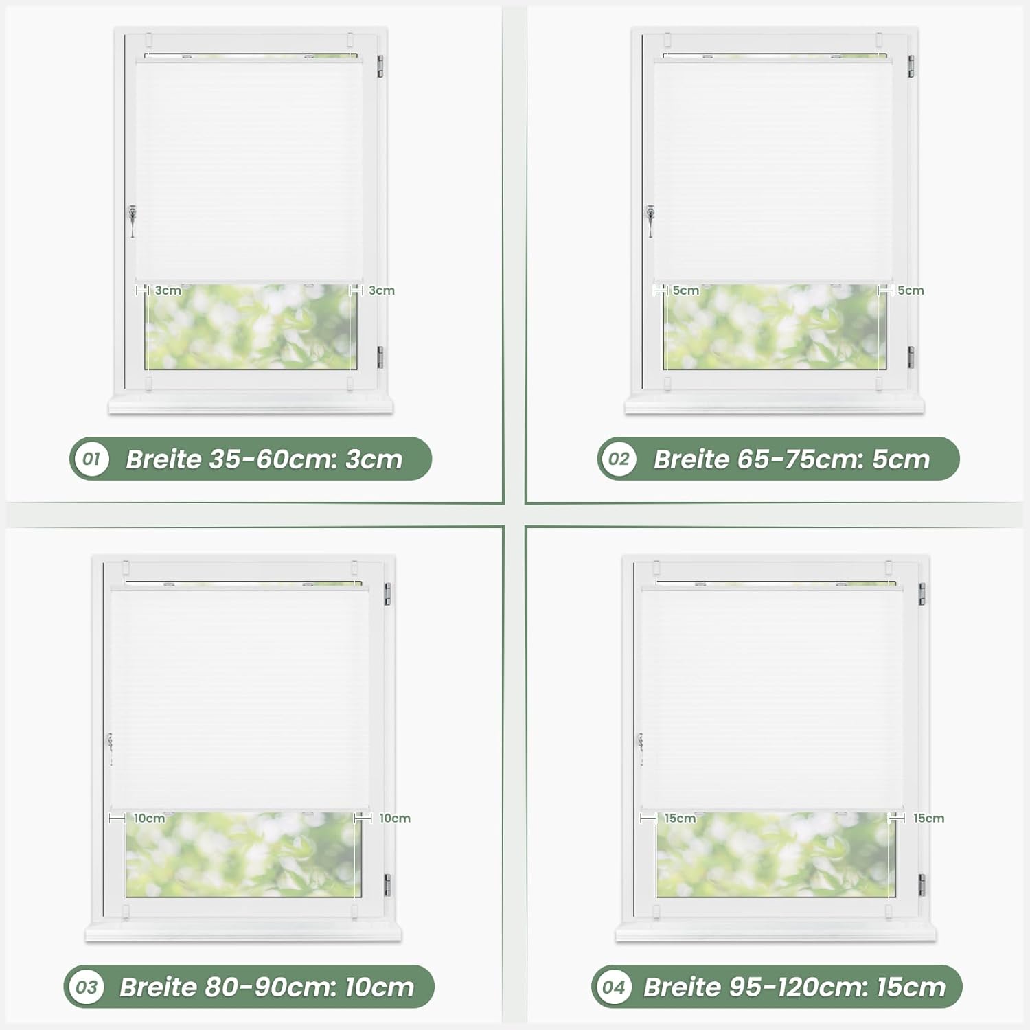 Thumbnail 4 de Zarnan Plissee Klemmfix ohne Bohren 75 x 220 cm (BxH) – UV-Schutz für Fenster, weiß