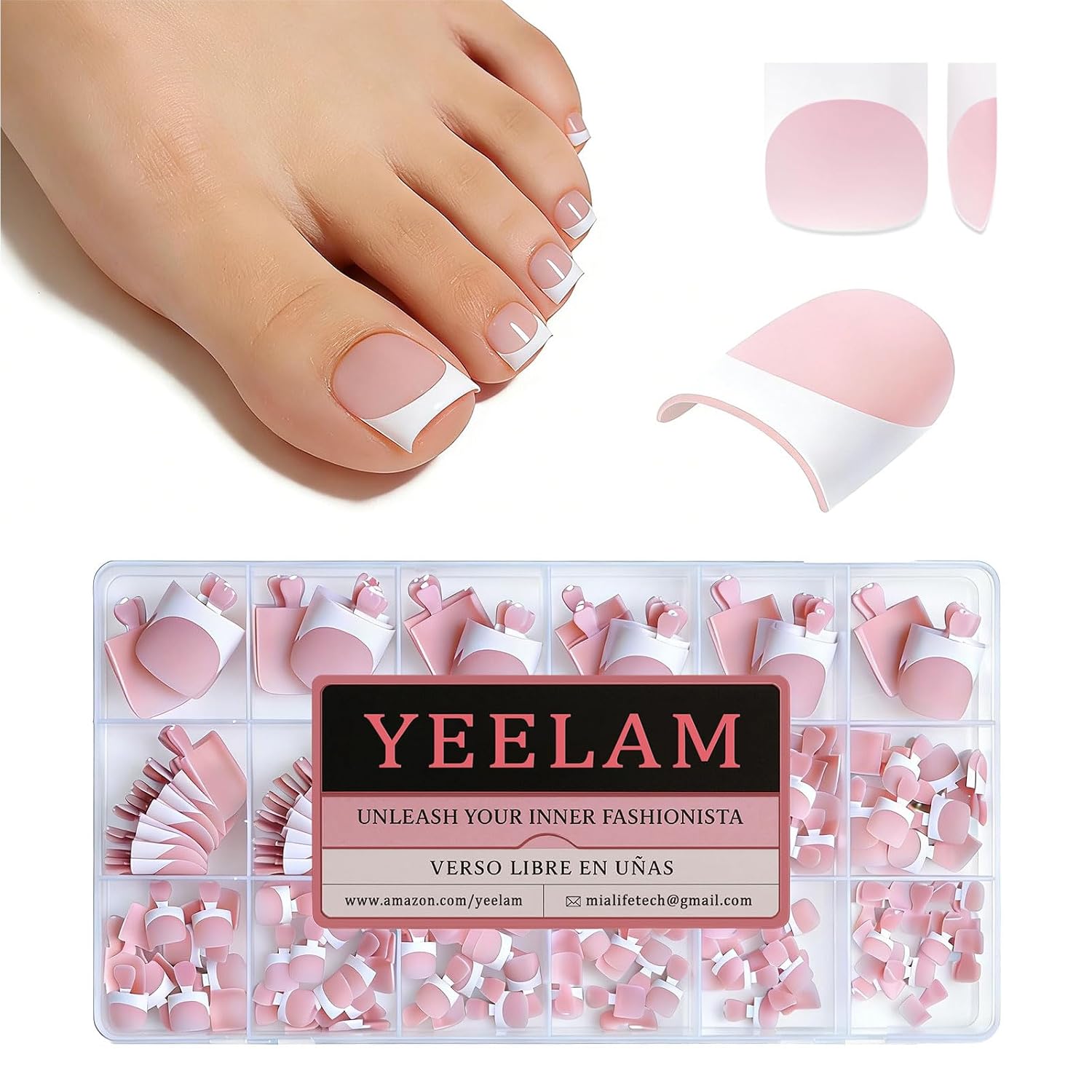 Detalle de YeeLam Press-On Toenails, 240-Piece Pack