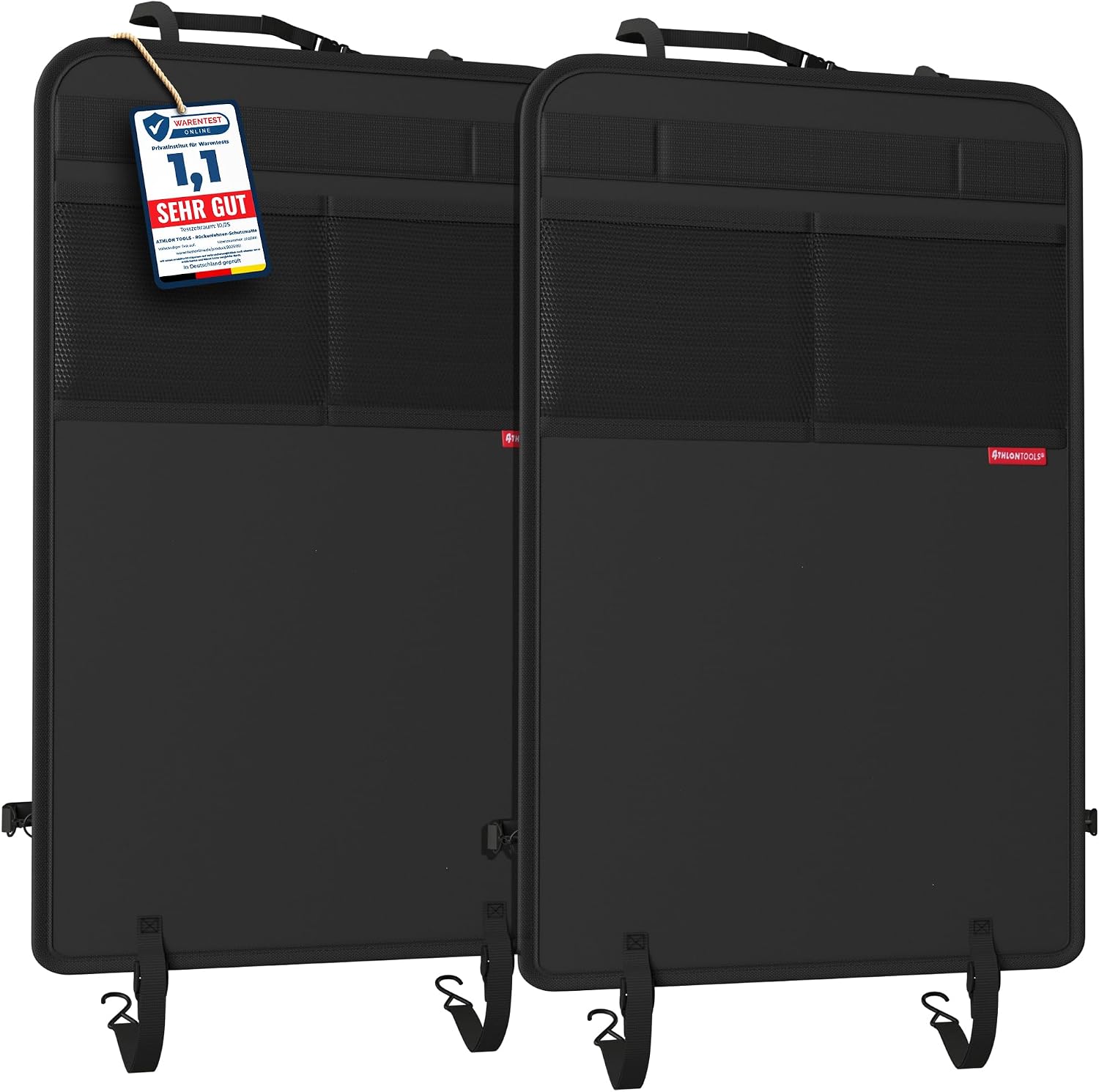 Detalle de ATHLON TOOLS Rückenlehnen-Schutzmatte – wasserabweisend, 70 × 44 cm, mit Netztaschen