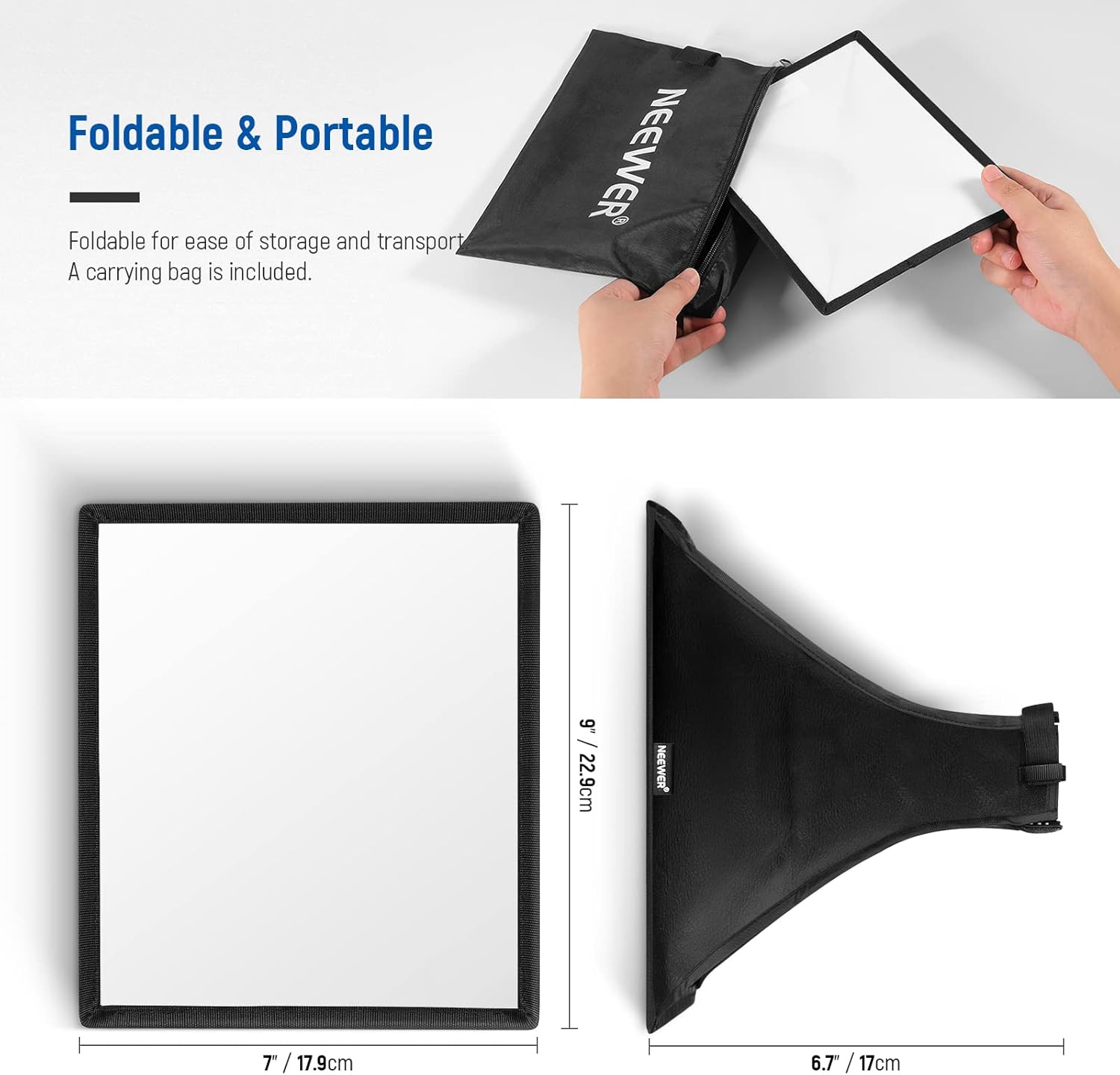 Thumbnail 6 de NEEWER Flash Diffuser Light Softbox 9" x 7" universale pieghevole per speedlight (con custodia)