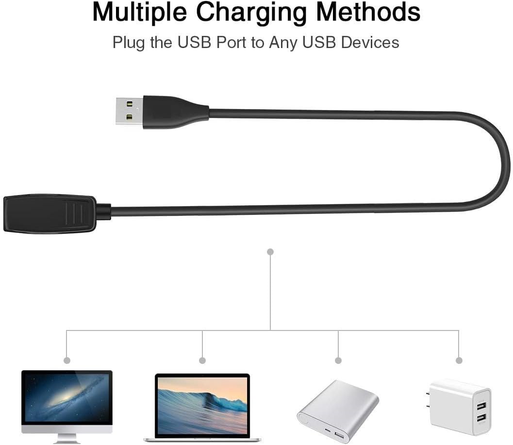 Detalle de INF Ladekabel kompatibel mit Garmin Forerunner 235, 735XT, 630, 645, 230, Vivomove HR und Approach S20 – Ladegerät mit Cliphalter, Überspannungs- und Überstromschutz