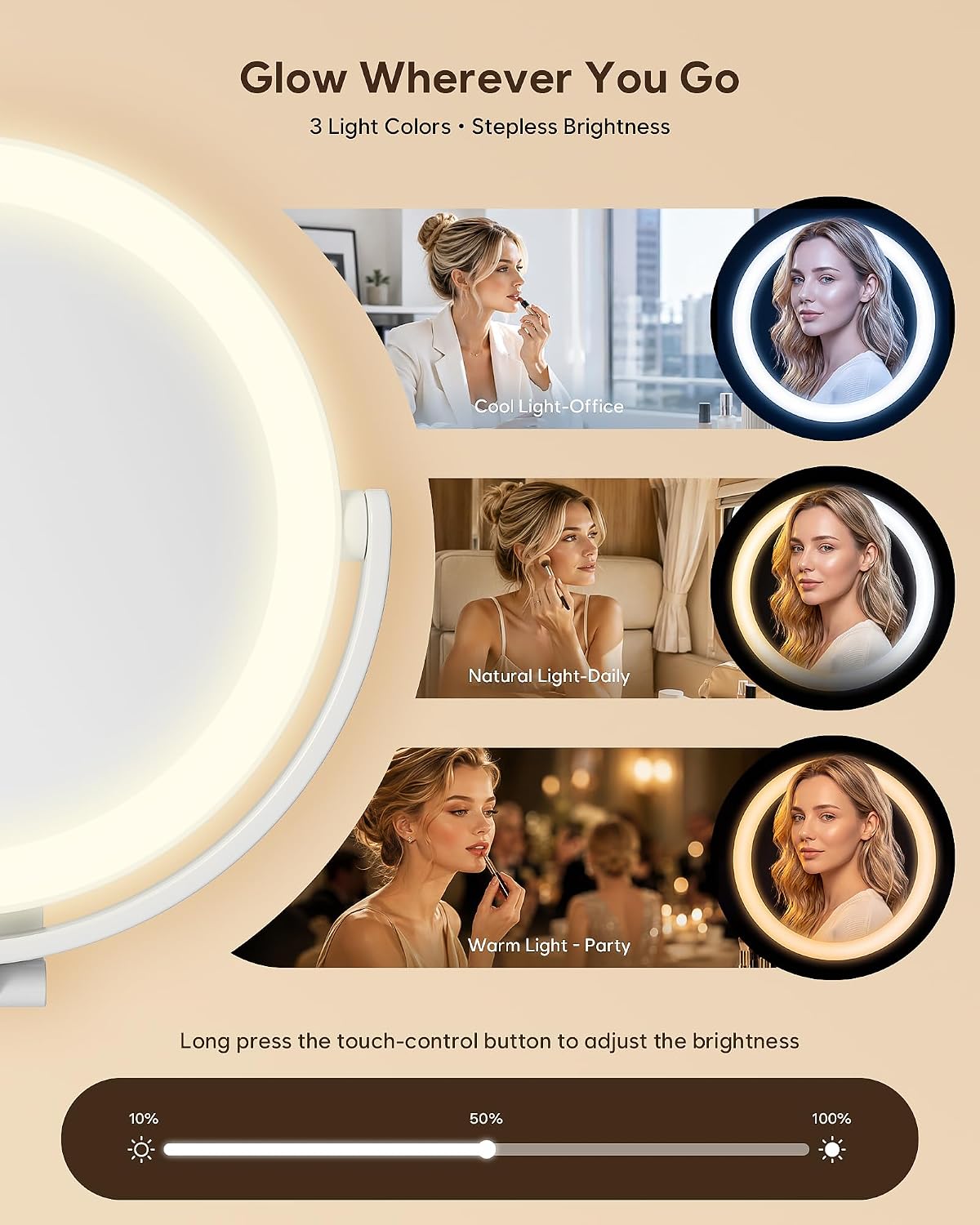 Detalle de Travel Makeup Mirror with Lights, 20X Magnification