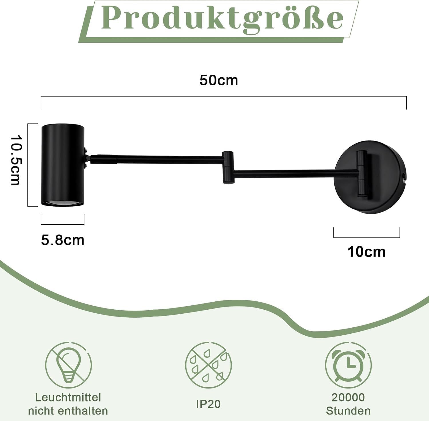 Detalle de Homefire Lampe murale – czarny metalowy kinkiet vintage, obrotowy