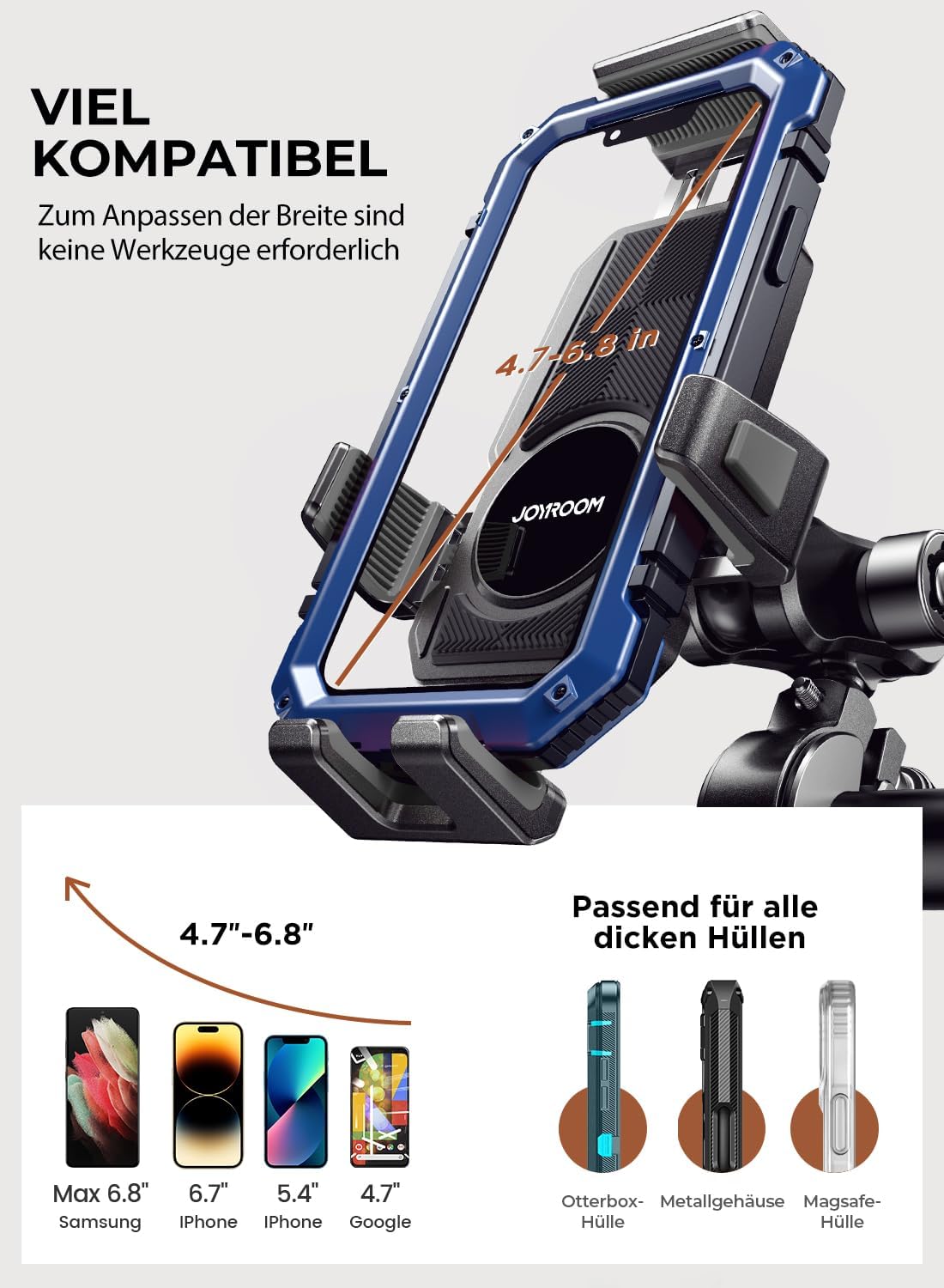 Thumbnail 4 de JOYROOM Handyhalterung Motorrad 130–185 mm