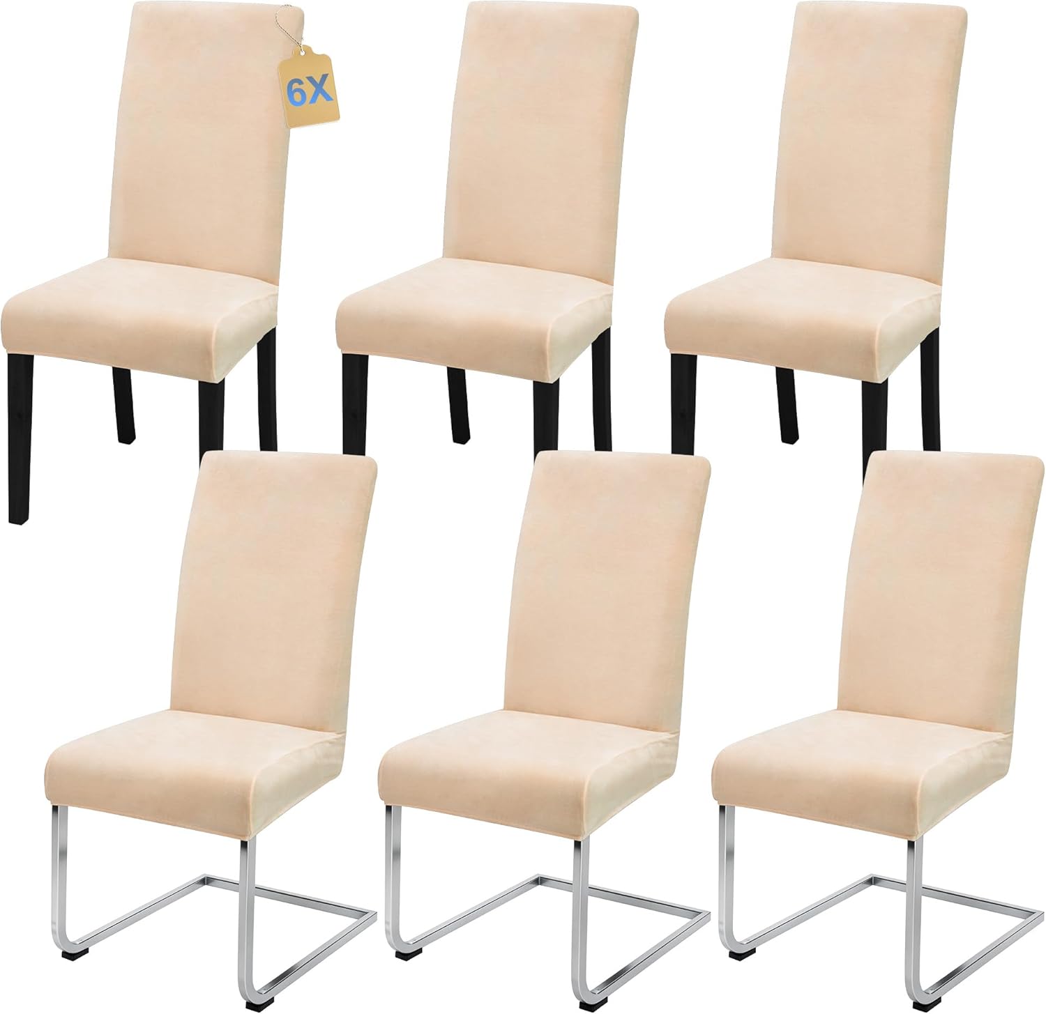 Detalle de SUKAIKEQA housse de chaise haute élastique jacquard (lot de 4/6/8) avec dossier