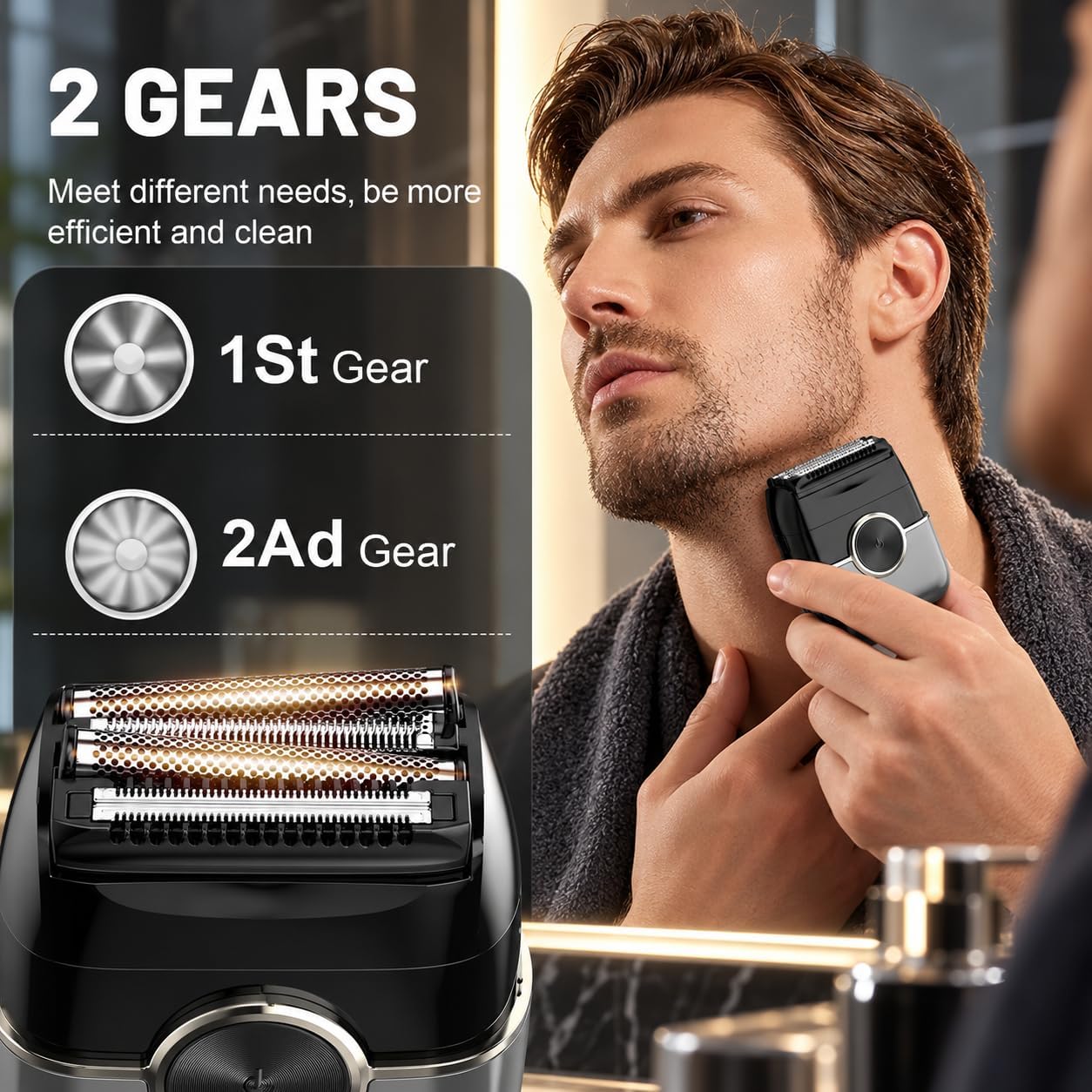 Detalle de NKTMXY Electric Foil Shaver for Men, 4 Floating Blades, LED Display, Wet/Dry