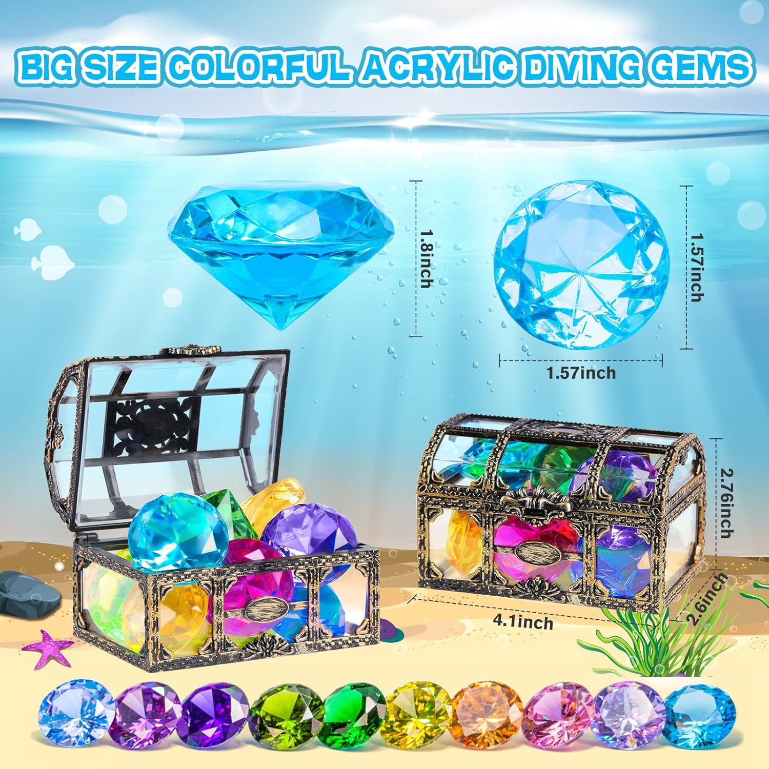 Detalle 2 de DISHIO Diving Gem Toy 10PCS for Kids