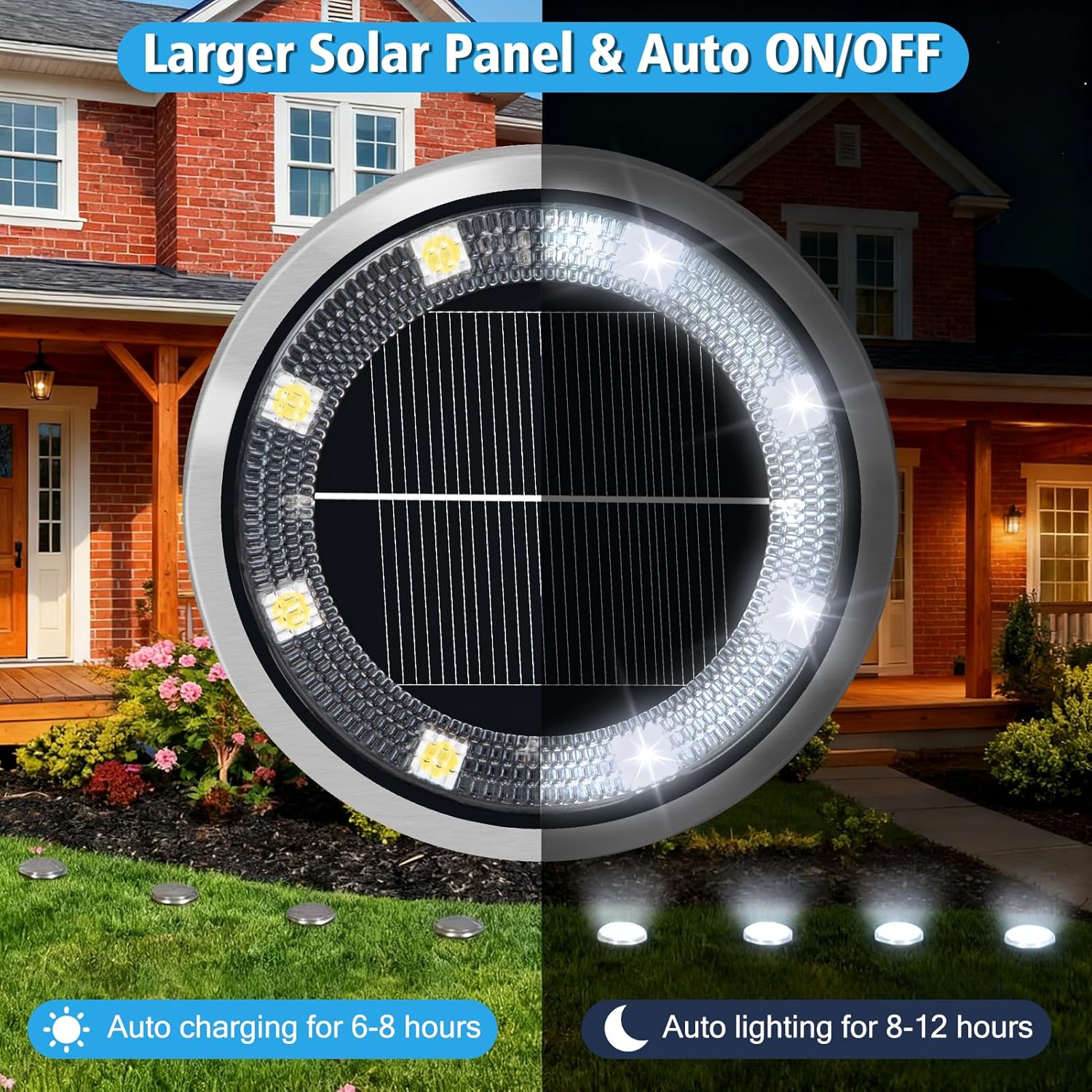 Detalle de ZAIYW 6 Pack Solar Ground Lights: Waterproof LED Pathway Lights for Gardens