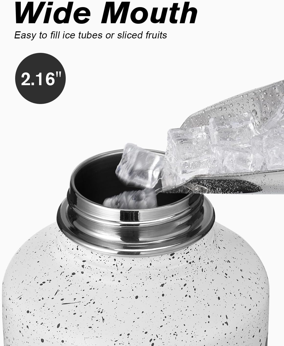 Detalle 2 de Coolflask Long-lasting Insulated Water Bottle, 64 oz Stainless Steel Jug with 3 Lids