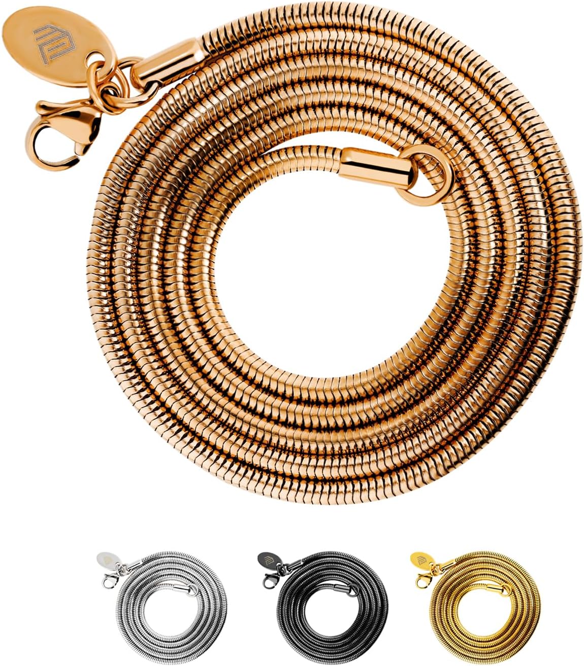 Detalle de Max Palmer® Schlangenkette Edelstahl – zeitloses Unisex-Schmuckstück in 7 Längen und 4 Farben
