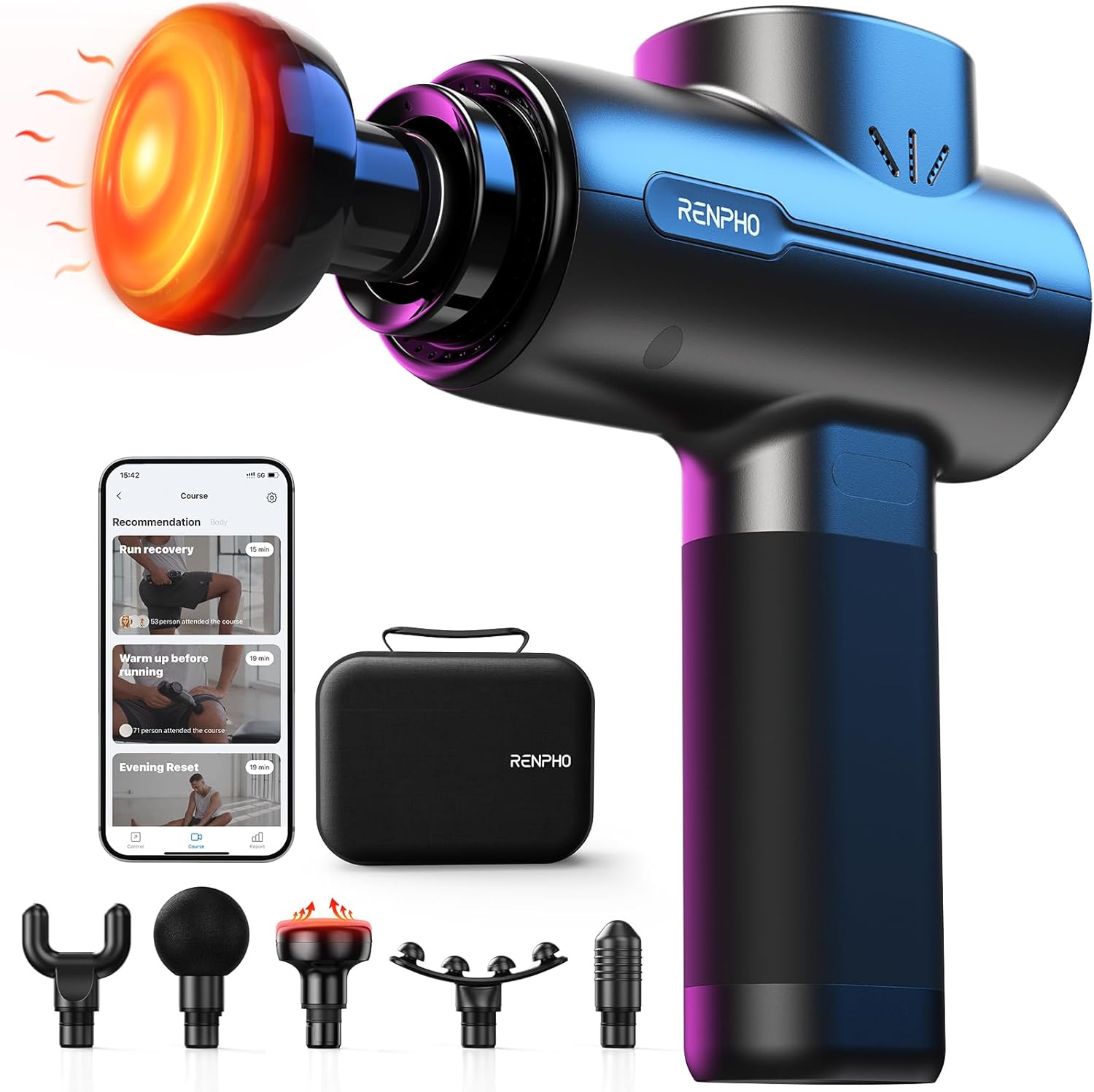 Detalle de RENPHO Massagepistole Wärmefunktion Bluetooth