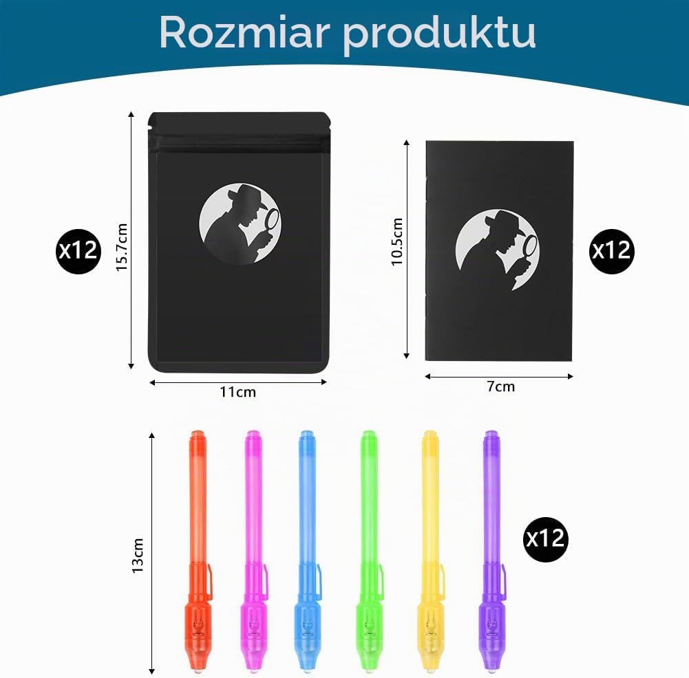 Detalle 2 de OSDUE Kit Détective Enfant – zestaw detektywistyczny z długopisami UV, 36 elementów