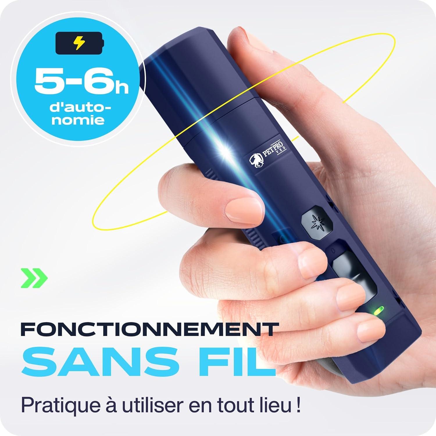 Detalle de PetProved Lime pour Ongles – Lime électrique sans fil pour chien et chat, LED et 2 vitesses
