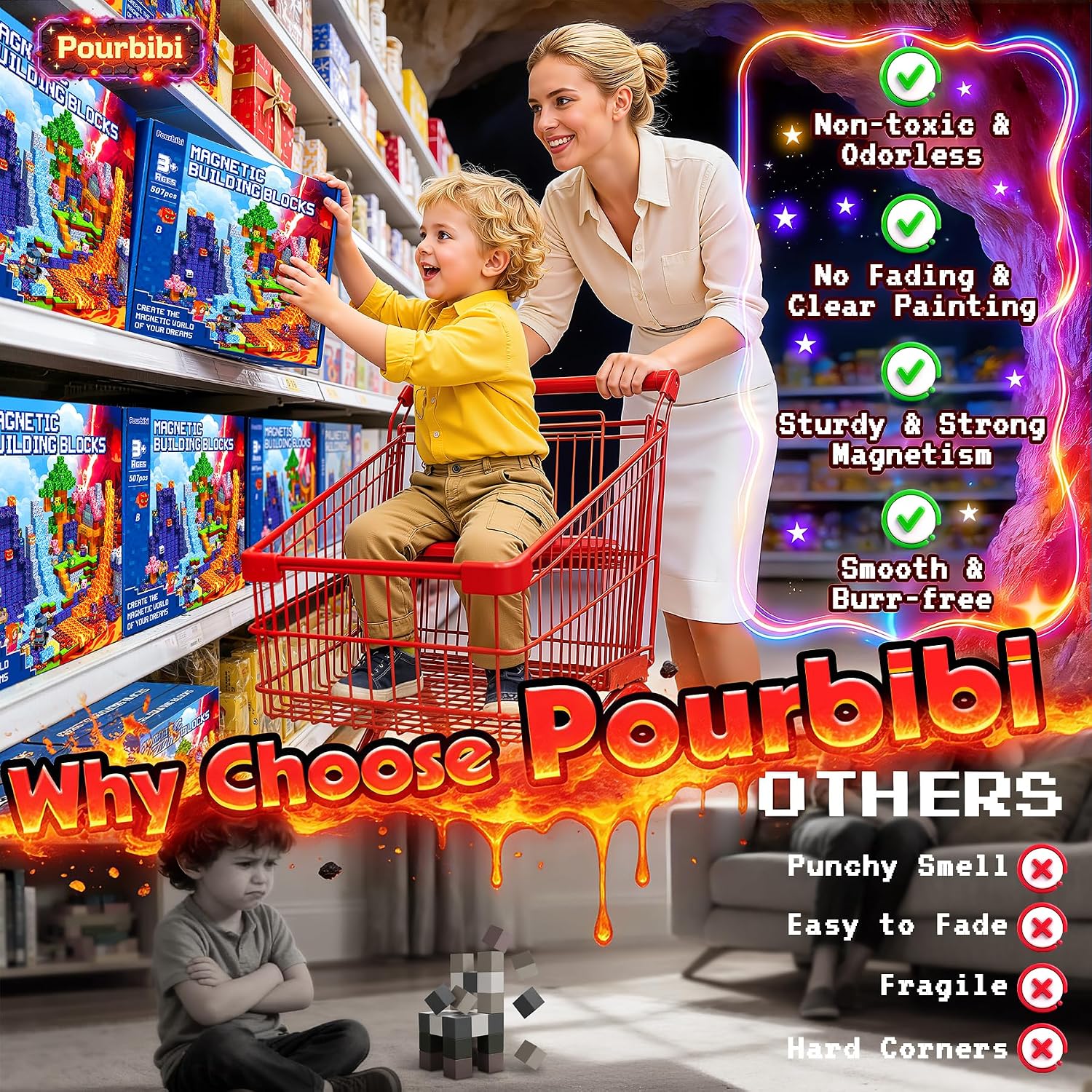Thumbnail 6 de Pourbibi Jouets magnétiques détachables – Créativité et découverte STEM sans écran