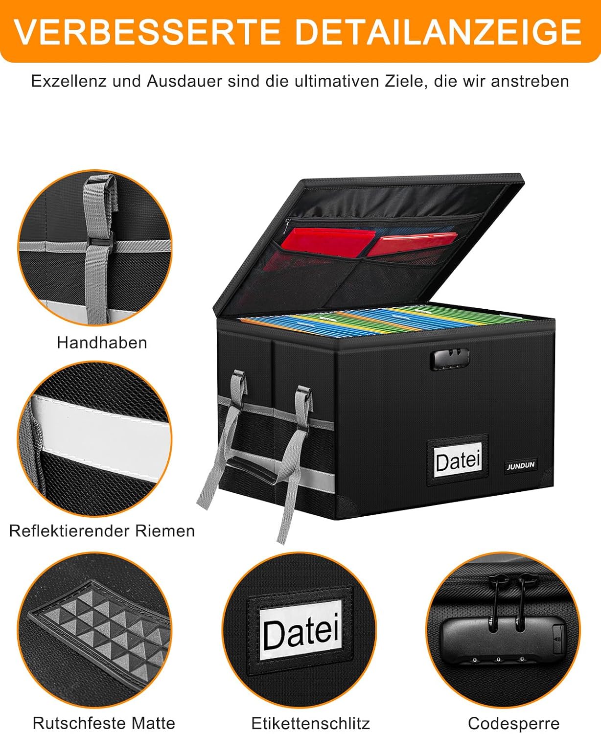Thumbnail 2 de JUNDUN Akten Organizer Box 40x34x26 cm