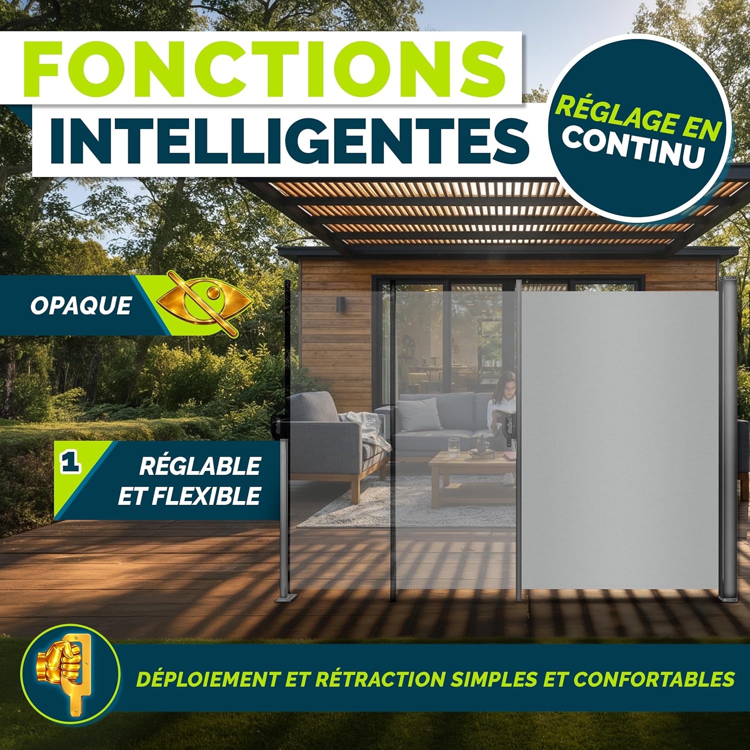 Detalle 2 de tillvex® Store latéral 160 x 400 cm opaque 📏