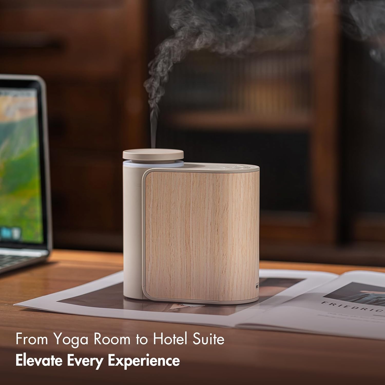 Thumbnail 1 de ZMARKRAFT Diffusore di oli essenziali senza acqua con coperchio in legno massello — Hypermist, 3 timer, 2 modalità di nebbia