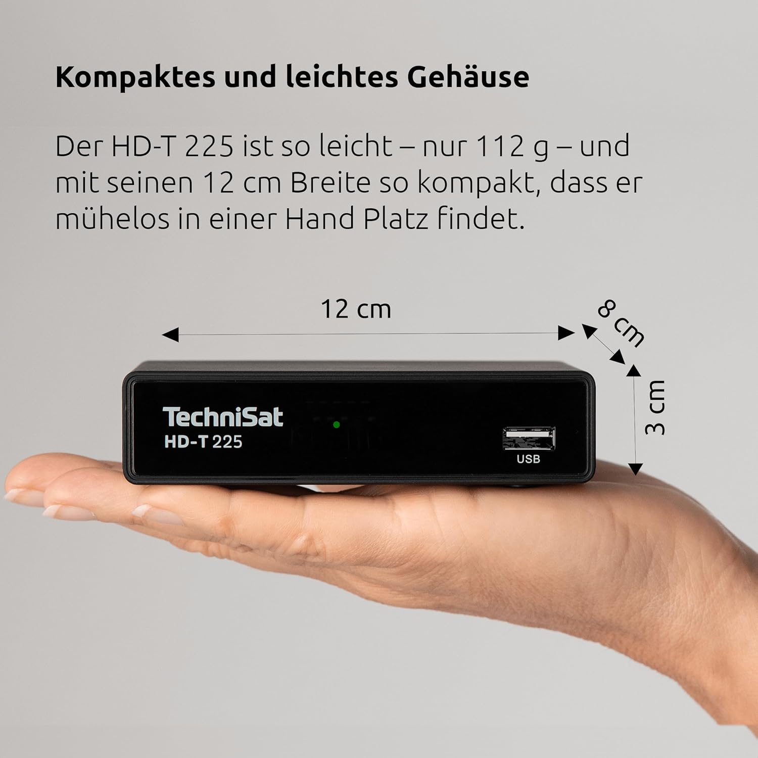Detalle de TechniSat HD-T 225 – kompakter DVB-T2 HD Receiver mit HEVC H.265, HDMI/SCART, USB-Mediaplayer und 12 V