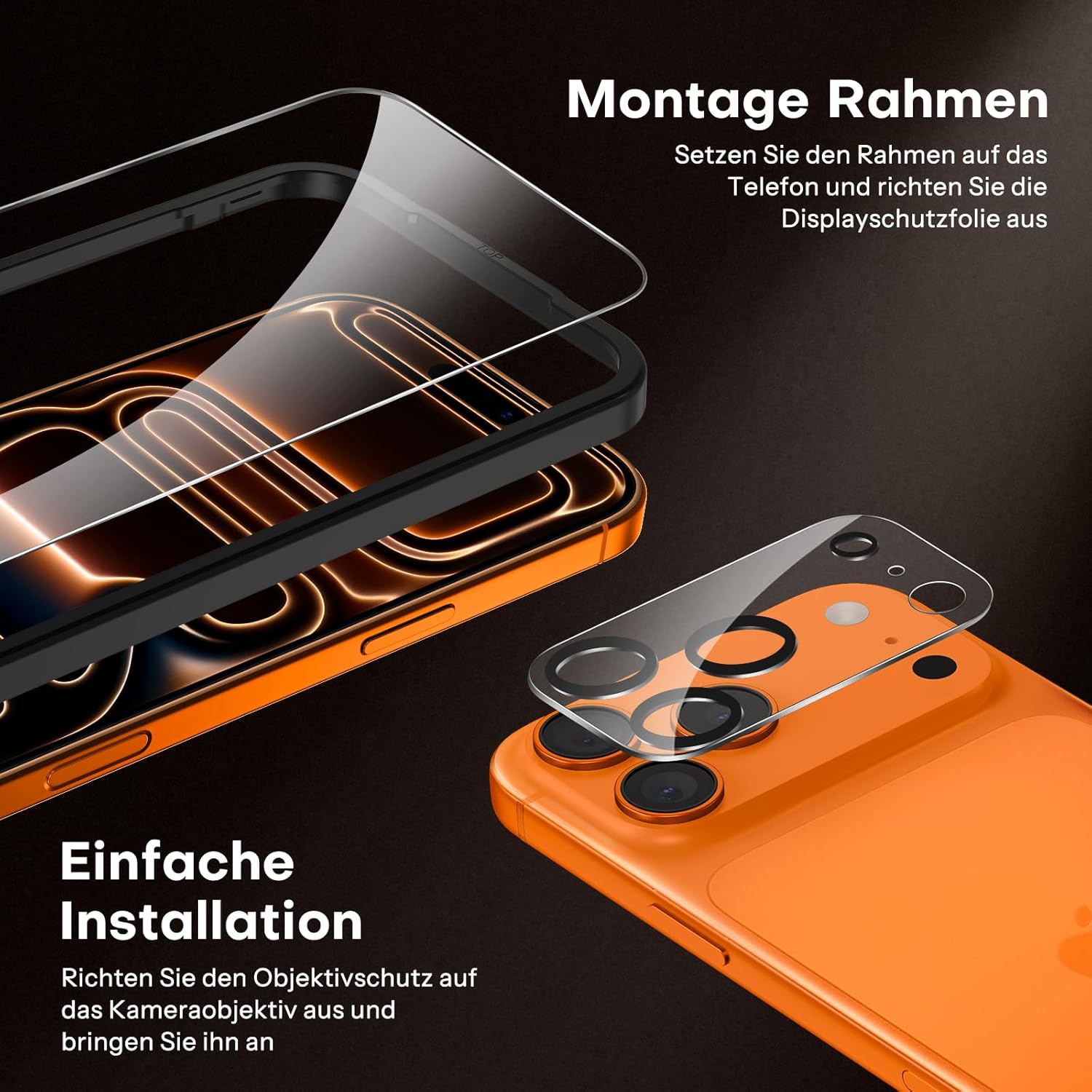 Detalle de SPARIN Panzer Schutz Glas für iPhone 17 Pro Max – 3er-Set inklusive Montagerahmen, Kamera- und Displayschutz