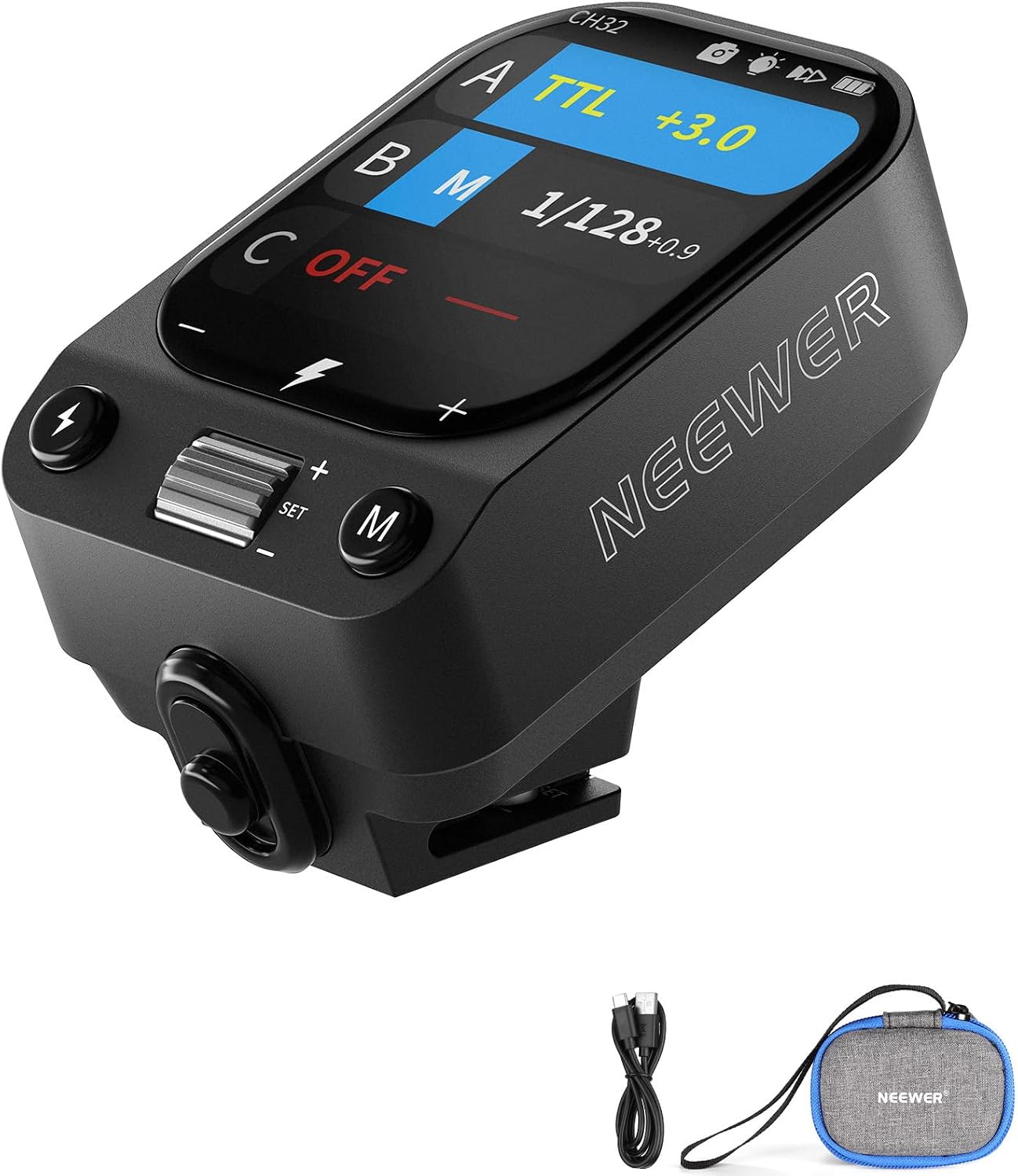 NEEWER QZ-C TTL Funk-Blitzauslöser für Canon mit OLED-Touchscreen, 1/8000s HSS und 1000-mAh Akku