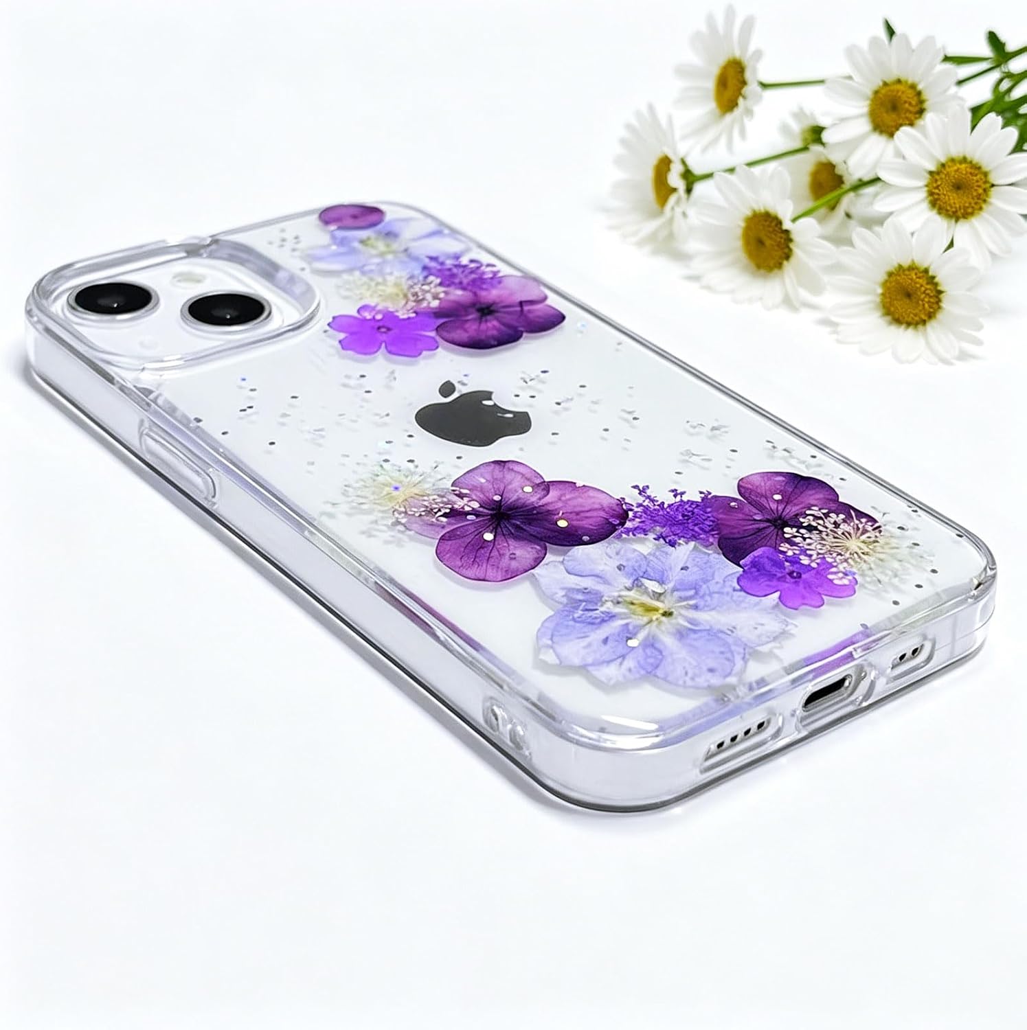 Thumbnail 6 de Abbery Flower-14 iPhone 14 Case, Clear TPU with Pressed Flowers and Glitter