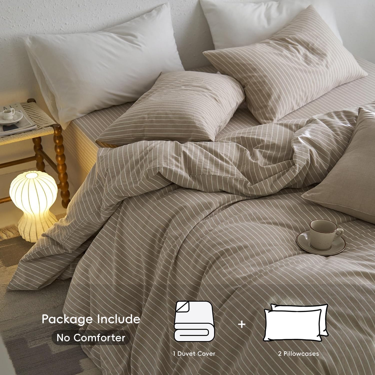 Detalle 2 de MooMee Striped Duvet Cover Set Super Queen 90x98