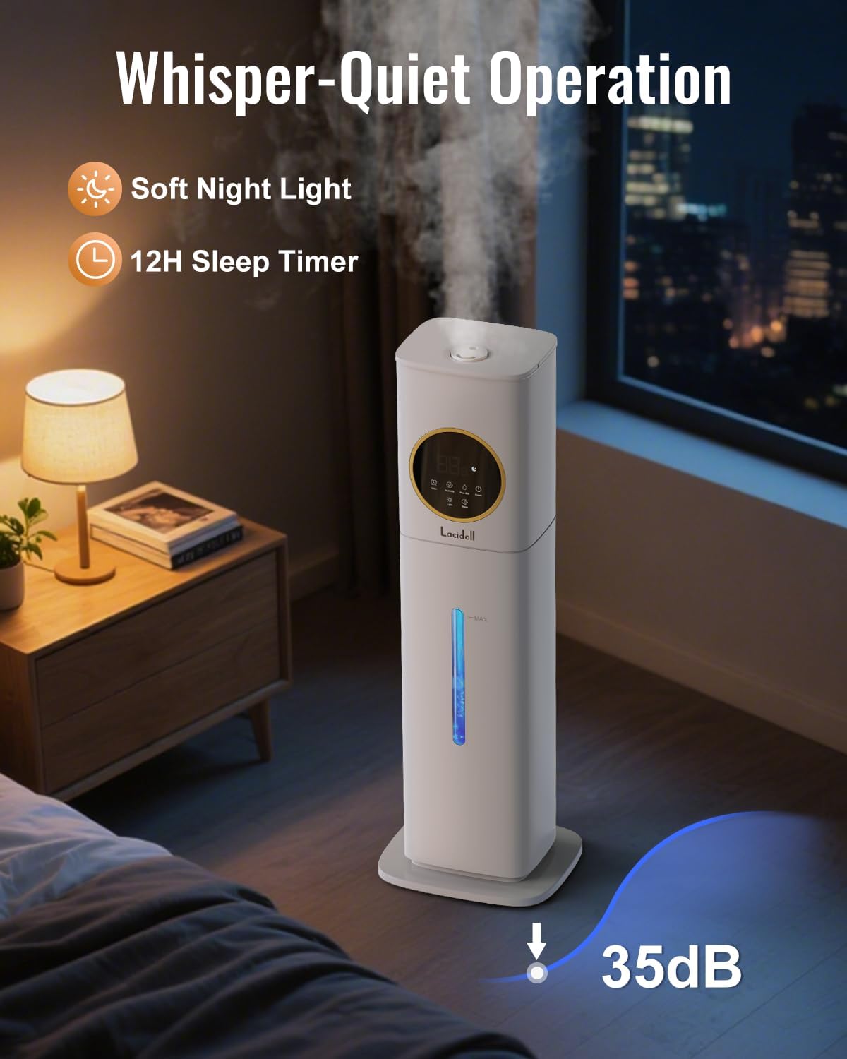 Detalle 1 de Lacidoll LCD-MH-2303-W-CA 8 L Cool Mist Humidifier with Top Fill