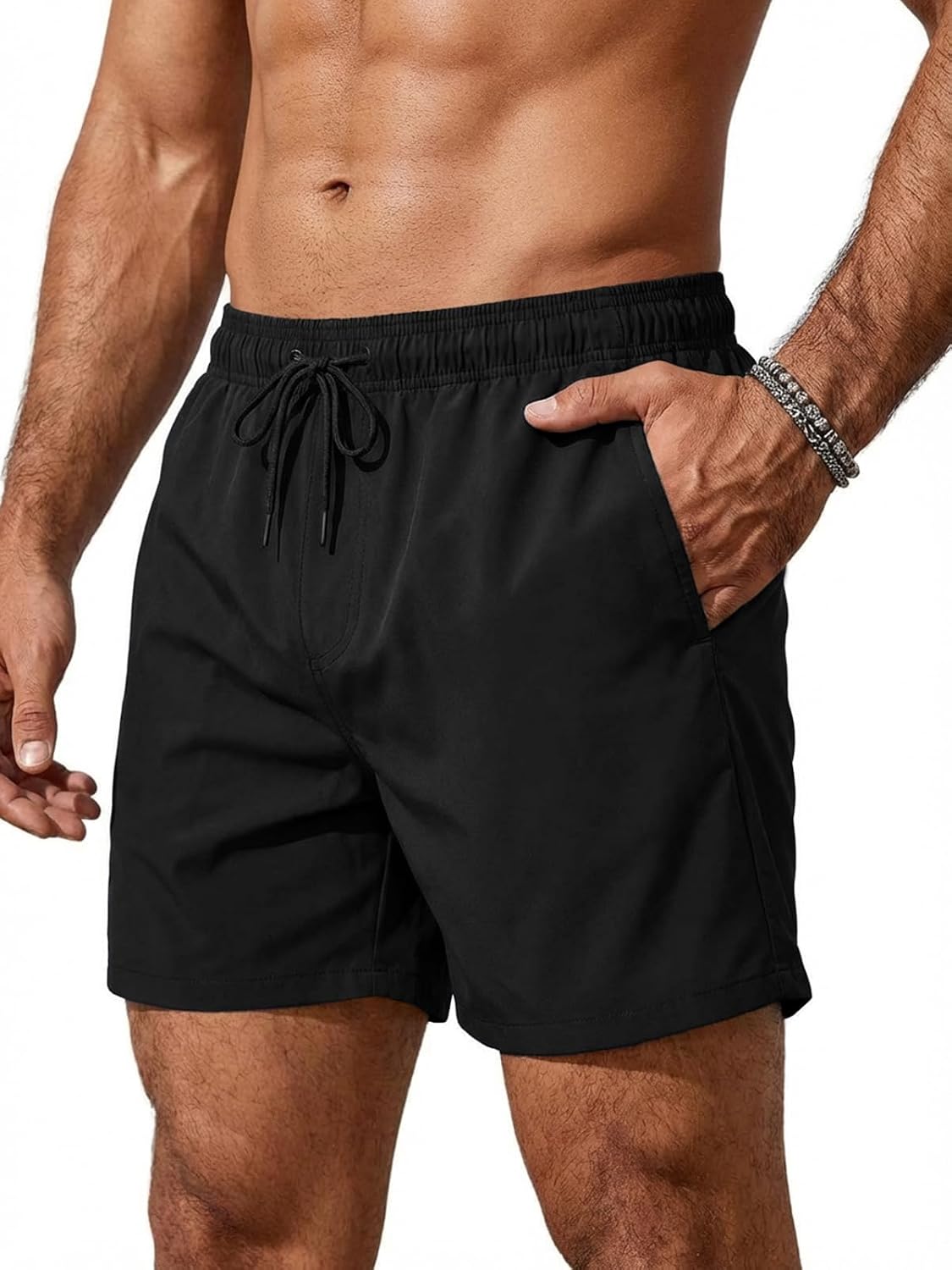 Runcati Men's Quick-Drying Swimming Trunks with Mesh Lining and Zip Pocket