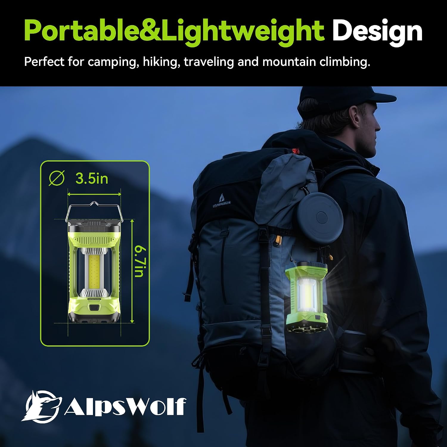 Thumbnail 6 de AlpsWolf CLV310-G2 Rechargeable Camping Lantern, Green, 4 Modes, 2-Pack