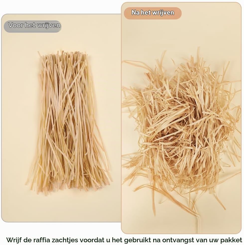 Detalle de Alaoo Raffia-papiersnippers 300 g, kaki vulmateriaal voor cadeaus