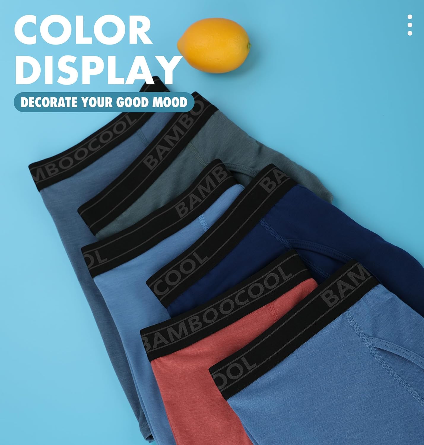 Detalle 2 de BAMBOO COOL Breathable Men’s Boxer Briefs 6-Pack with Moisture-Wicking Comfortsoft Fabric